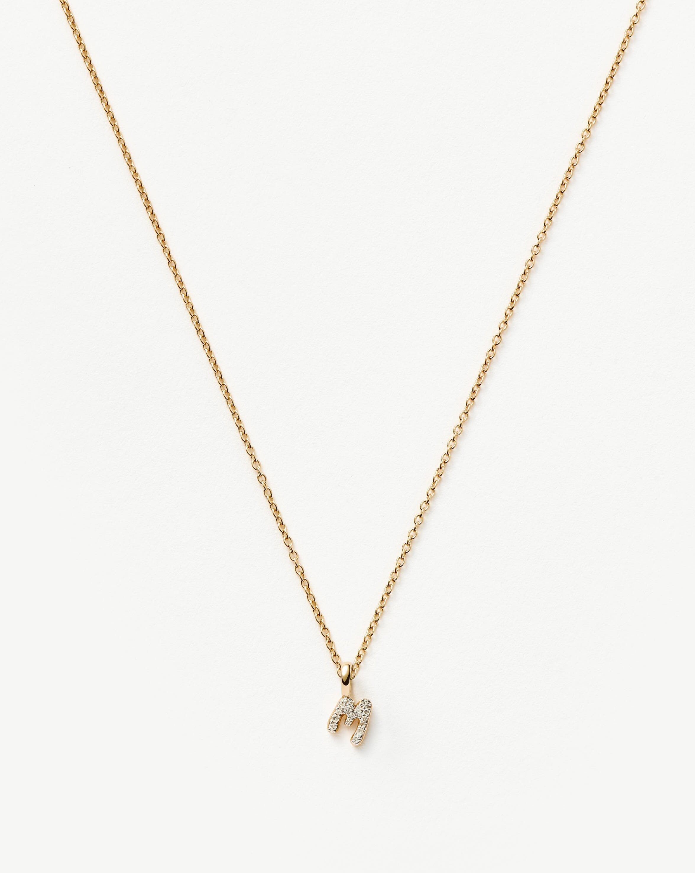 Fine Diamond Initial Mini Pendant Necklace - M | 14ct Solid Yellow Gold Plated/Diamond Necklaces Missoma 