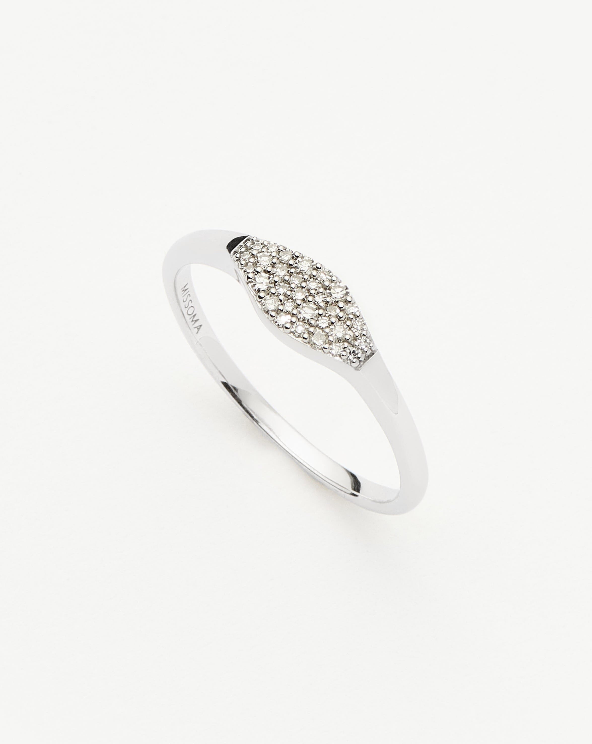 Black and White DIamond Ring in Solid White Gold hot