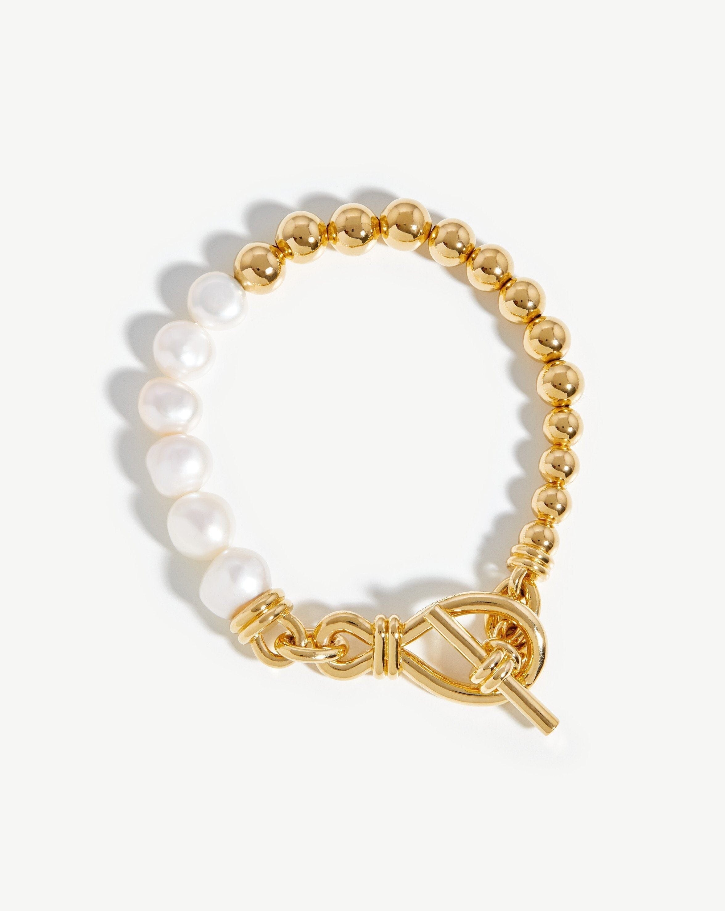 Layered Freshwater Pearl Bracelet 14K Yellow Gold Gold Filled on Brass