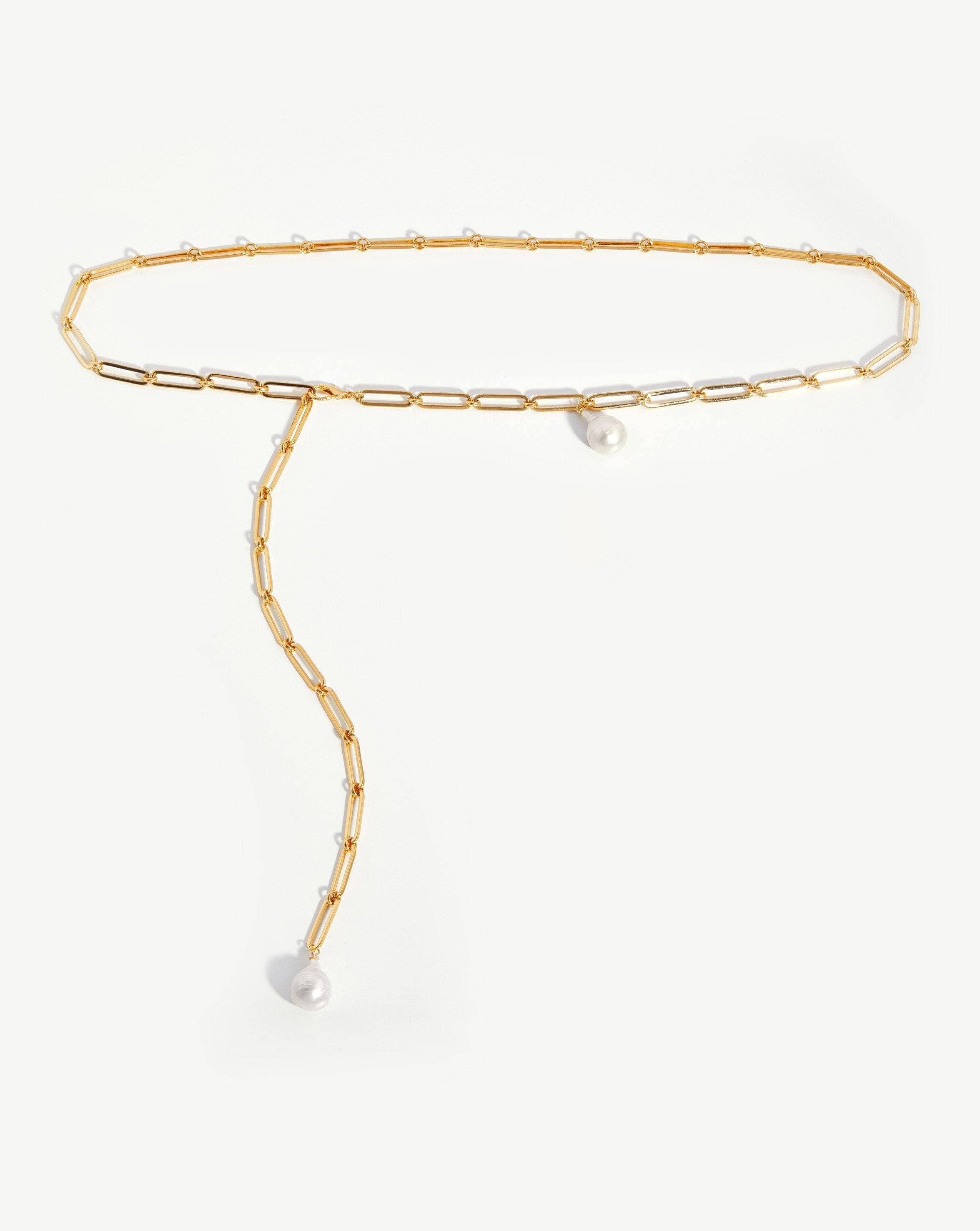 Baroque Pearl Charm Chain Belt, 18ct Gold Plated/Pearl