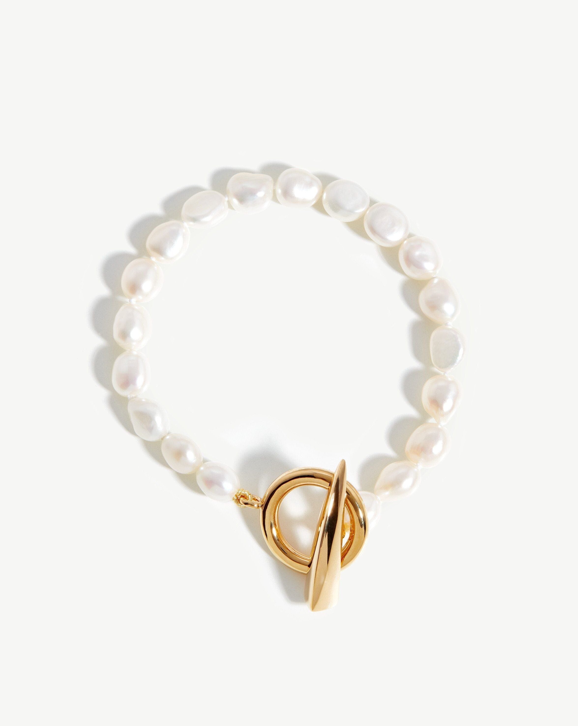 Layered Freshwater Pearl Bracelet 14K Yellow Gold Gold Filled on Brass