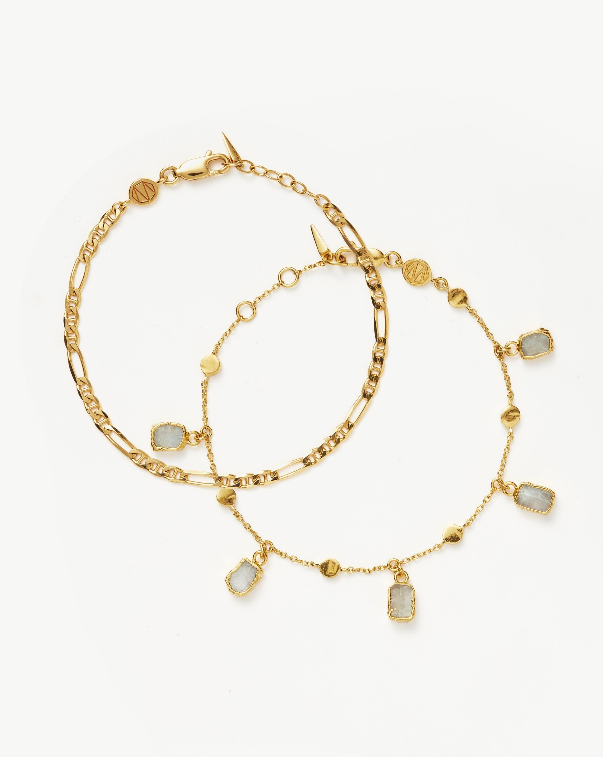 Lena Rainbow Moonstone Bracelet Set | 18ct Gold Plated Vermeil