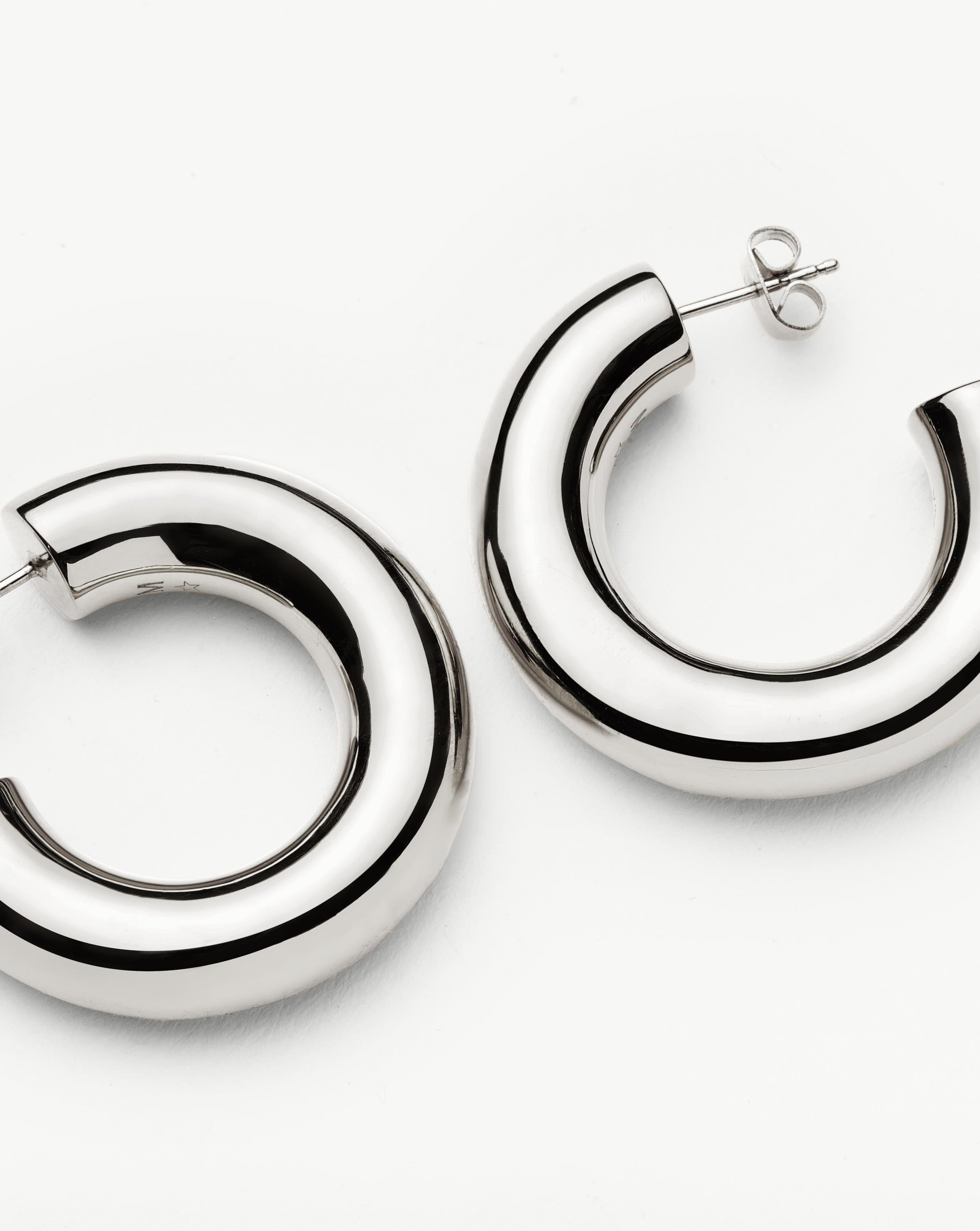 Chubby Large Hoop Earrings | Silver Plated Earrings Missoma 