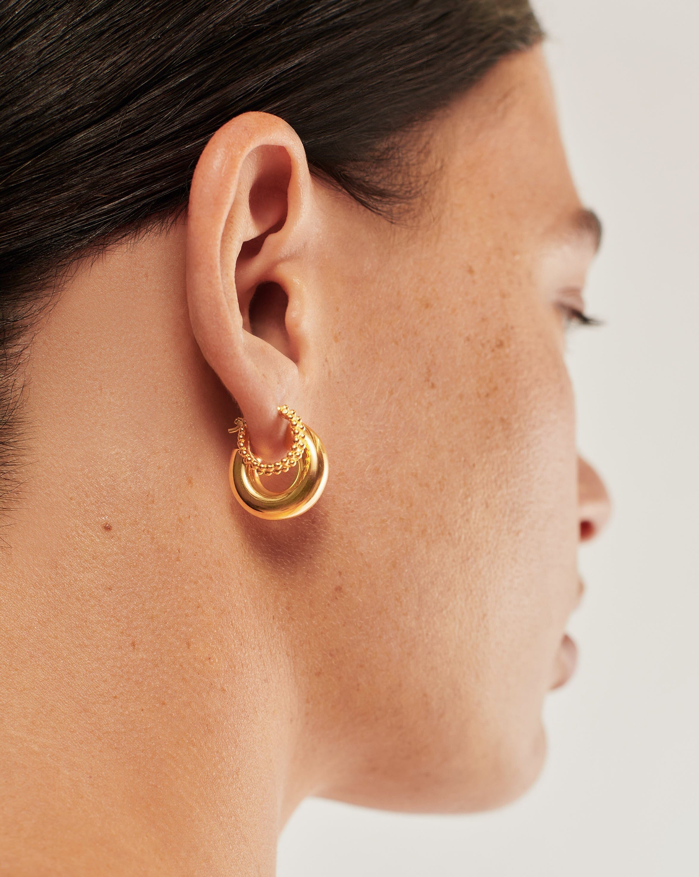 Chubby Tunnel Small Hoop Earrings | 18ct Gold Plated Earrings Missoma 