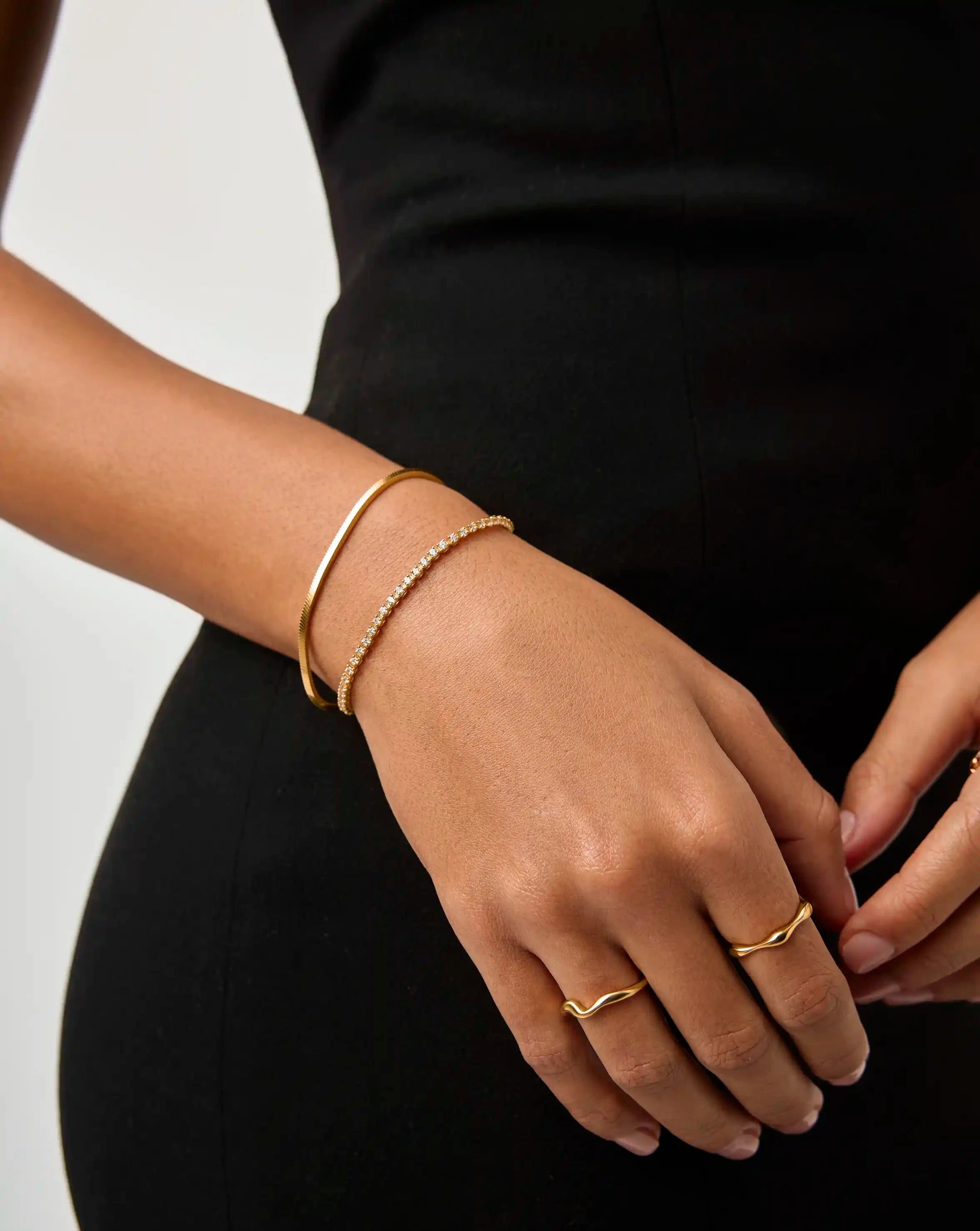 Classic Tennis & Snake Chain Bracelet Set | 18ct Gold Vermeil Bracelets Missoma 