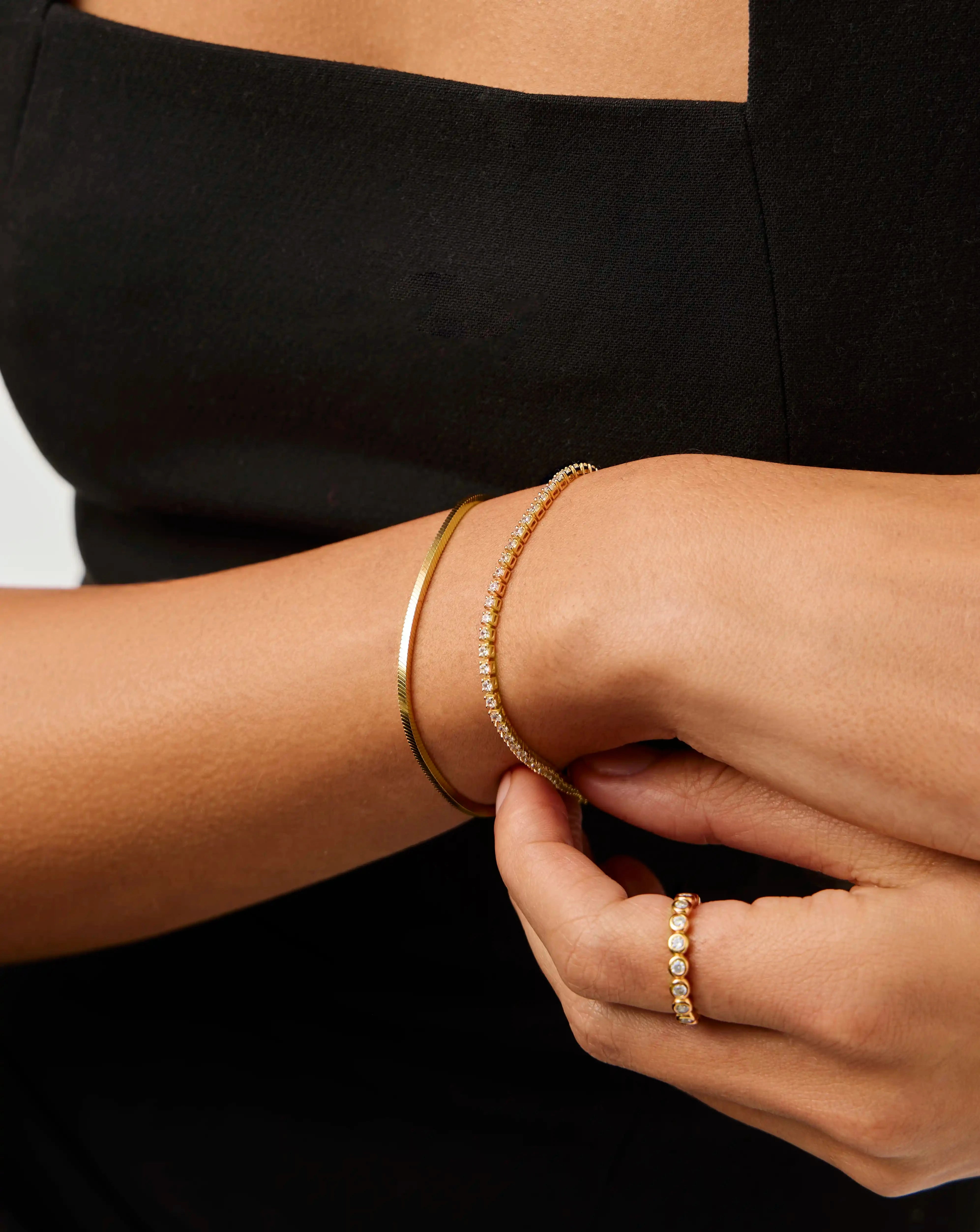 Classic Tennis & Snake Chain Bracelet Set | 18ct Gold Vermeil Layering Sets Missoma 