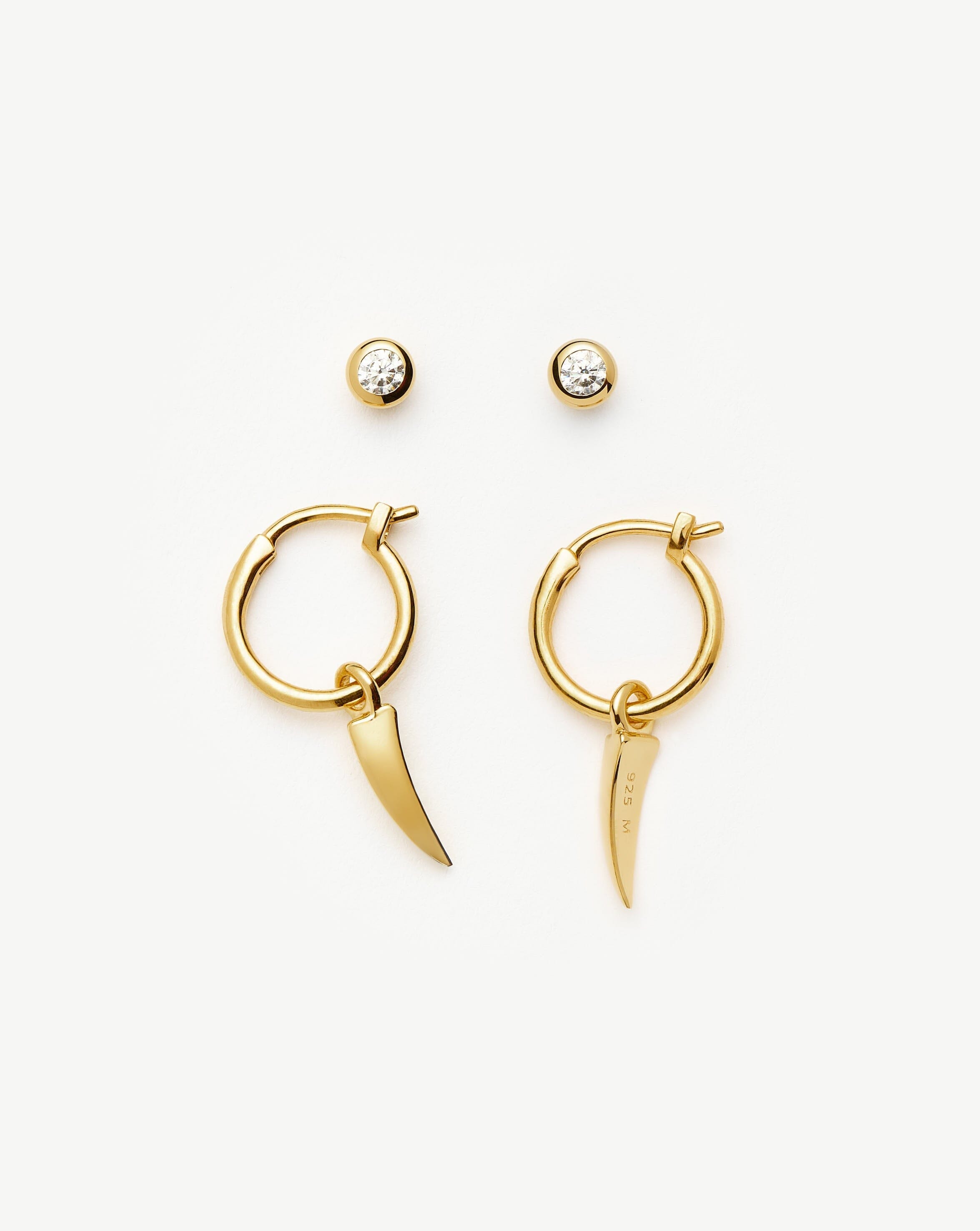 Claw Hoop & Stud Earring Set | 18ct Gold Vermeil Layering Sets Missoma 