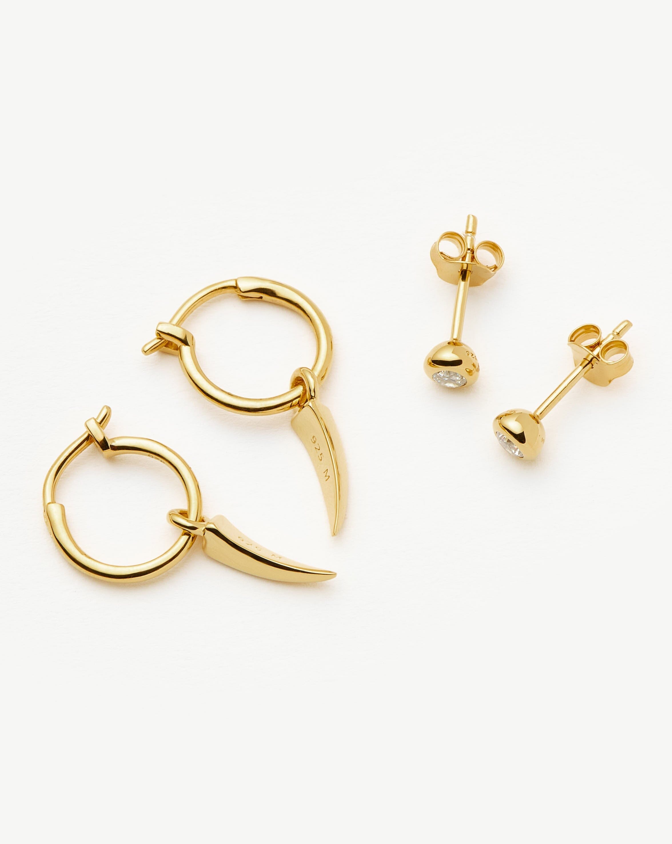 Claw Hoop & Stud Earring Set | 18ct Gold Vermeil Layering Sets Missoma 