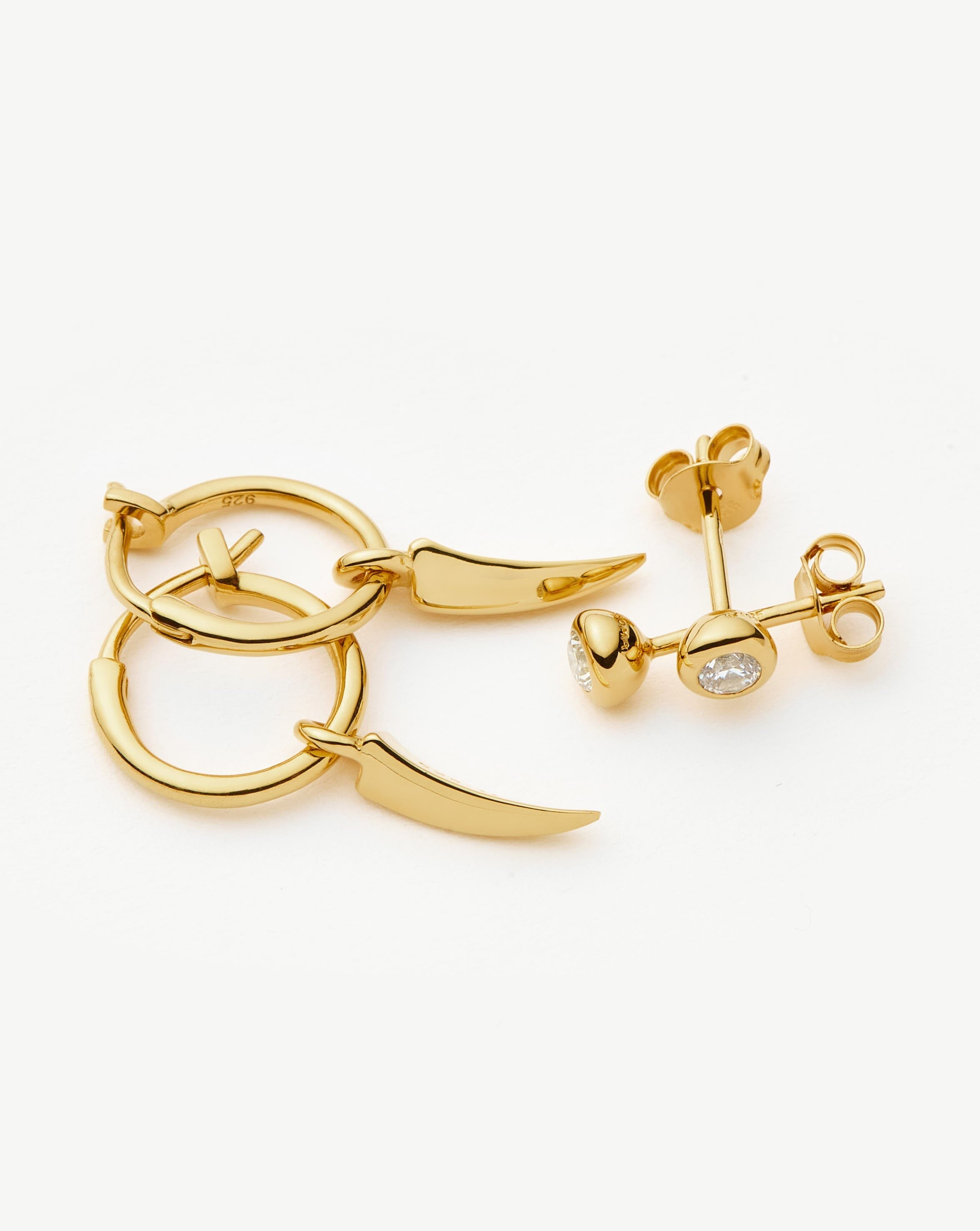 Claw Hoop & Stud Earring Set | 18ct Gold Vermeil Layering Sets Missoma 