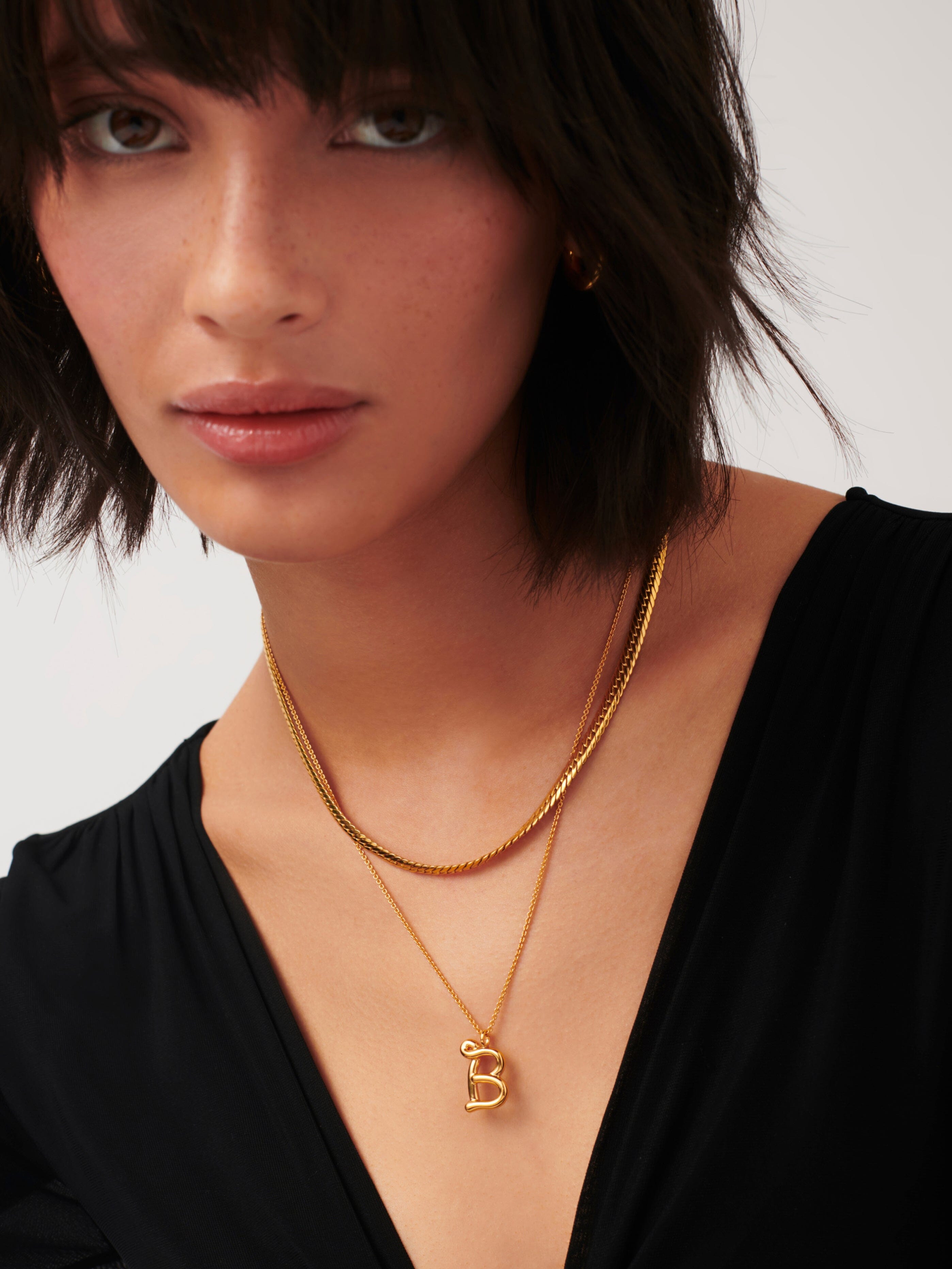 Curly Molten Initial Pendant Necklace - Initial B | 18ct Gold Vermeil Necklaces Missoma 