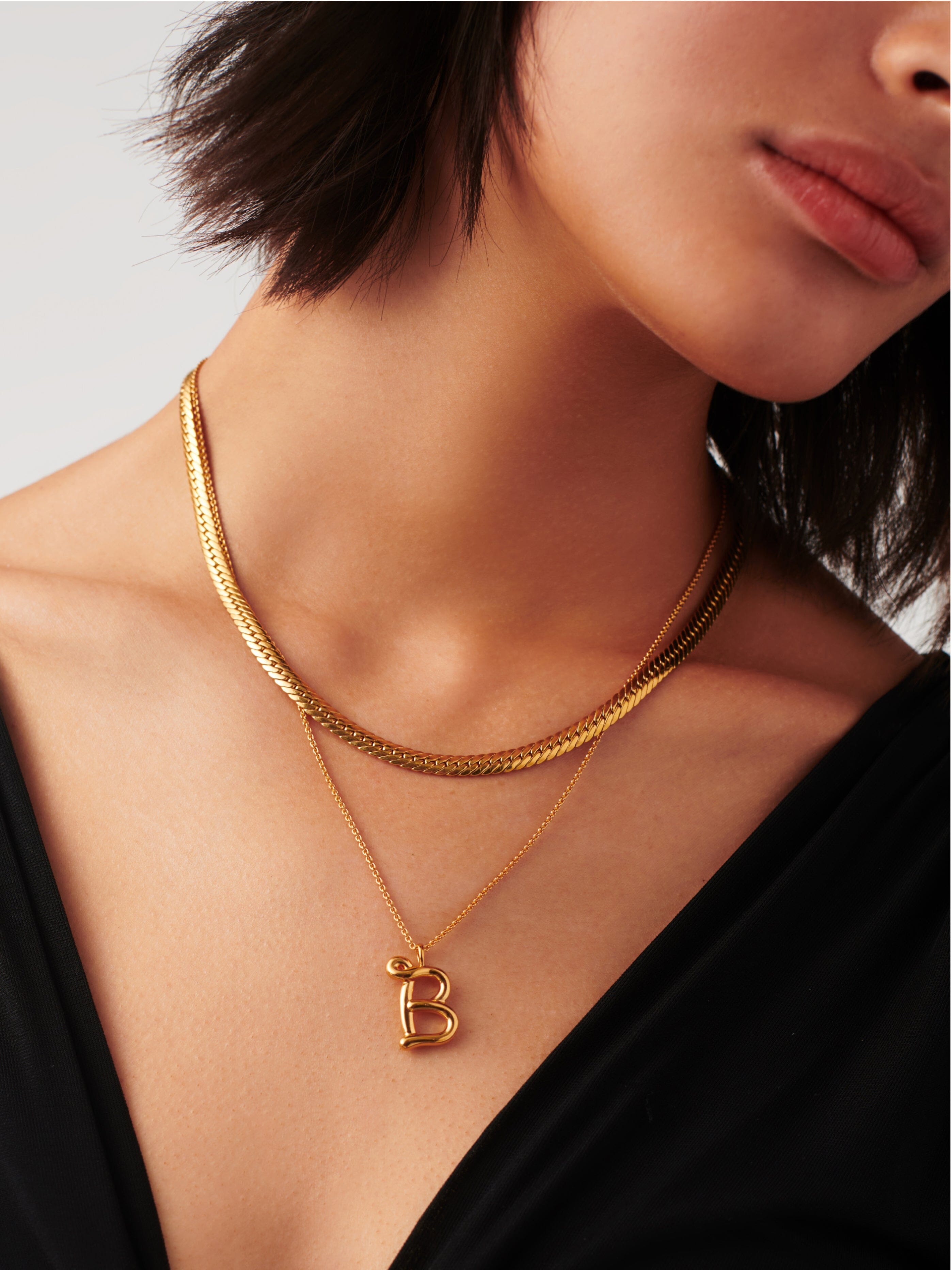 Curly Molten Initial Pendant Necklace - Initial B | 18ct Gold Vermeil Necklaces Missoma 