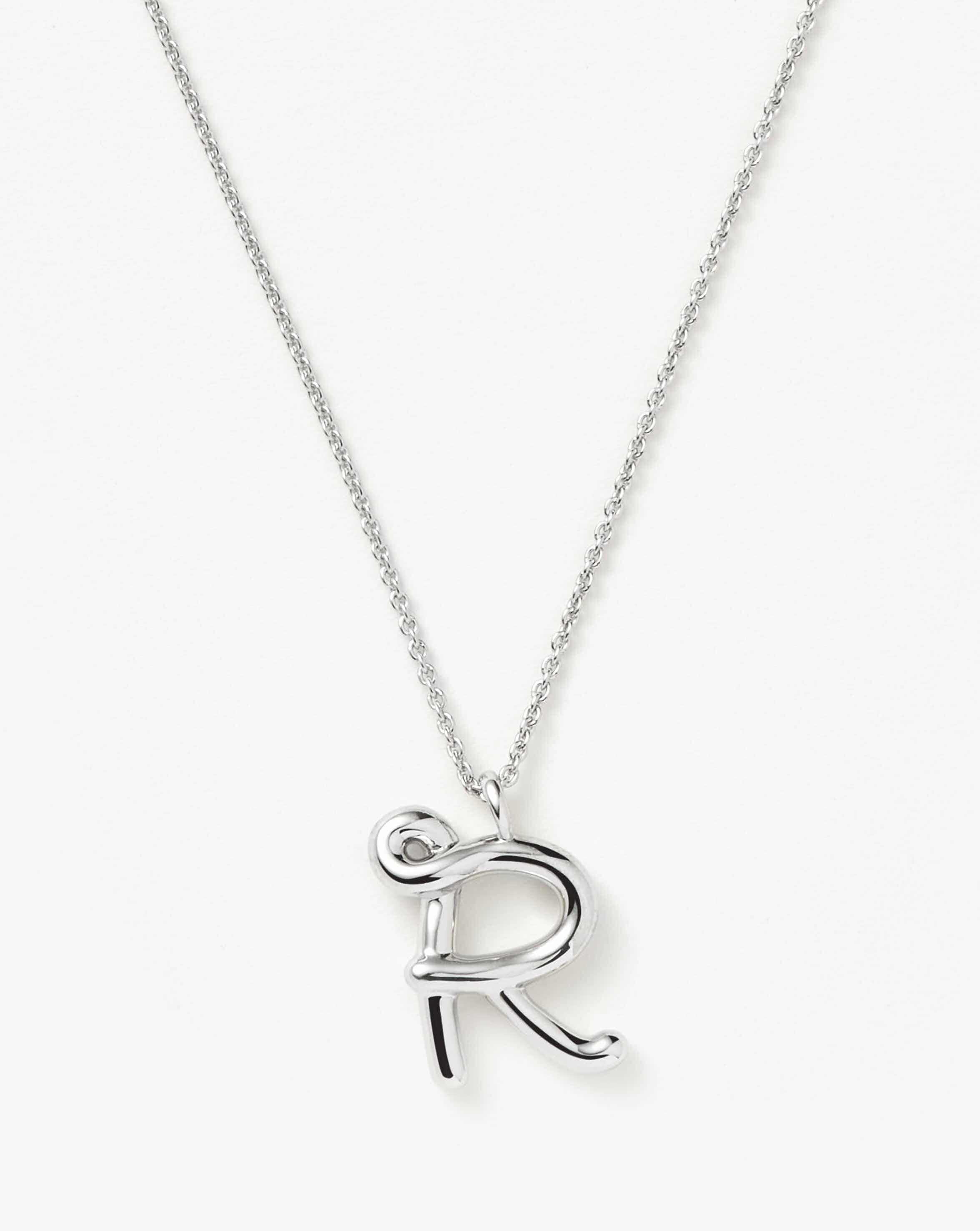 Curly Molten Initial Pendant Necklace - Initial R | Sterling Silver Necklaces Missoma 