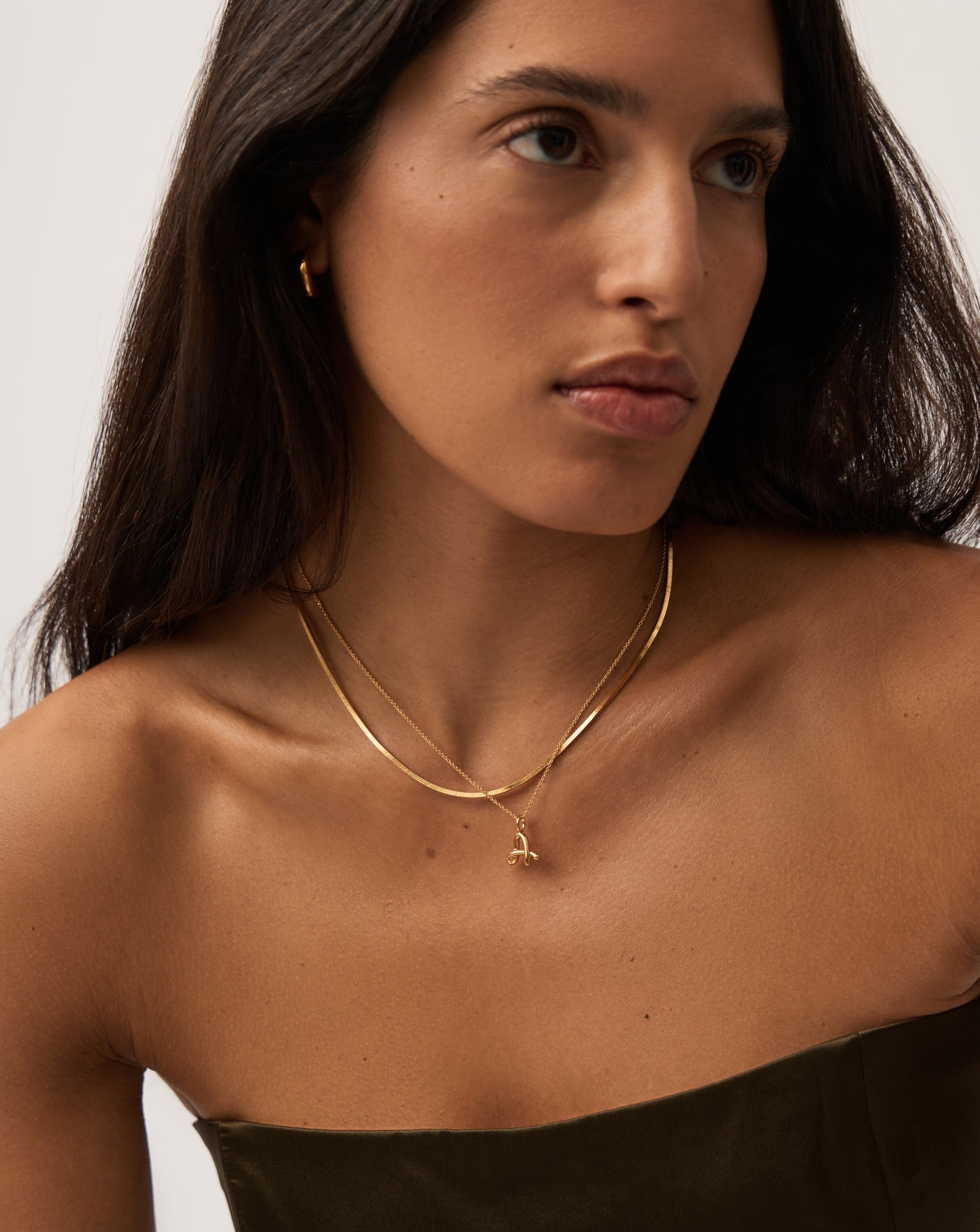 Curly Molten Mini Initial Necklace - A | 18ct Gold Vermeil Necklaces Missoma 