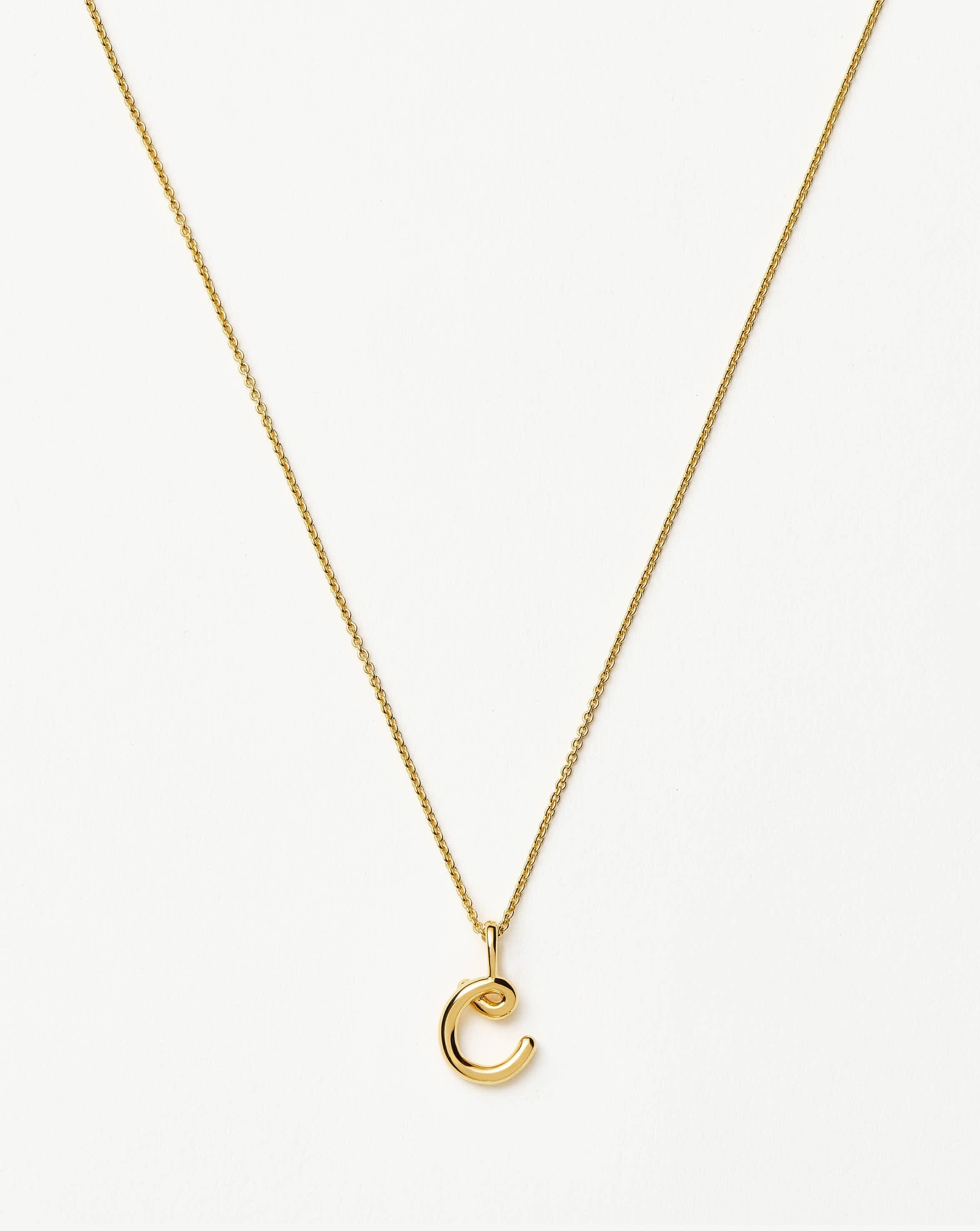 Curly Molten Mini Initial Necklace - C | 18ct Gold Vermeil Necklaces Missoma 