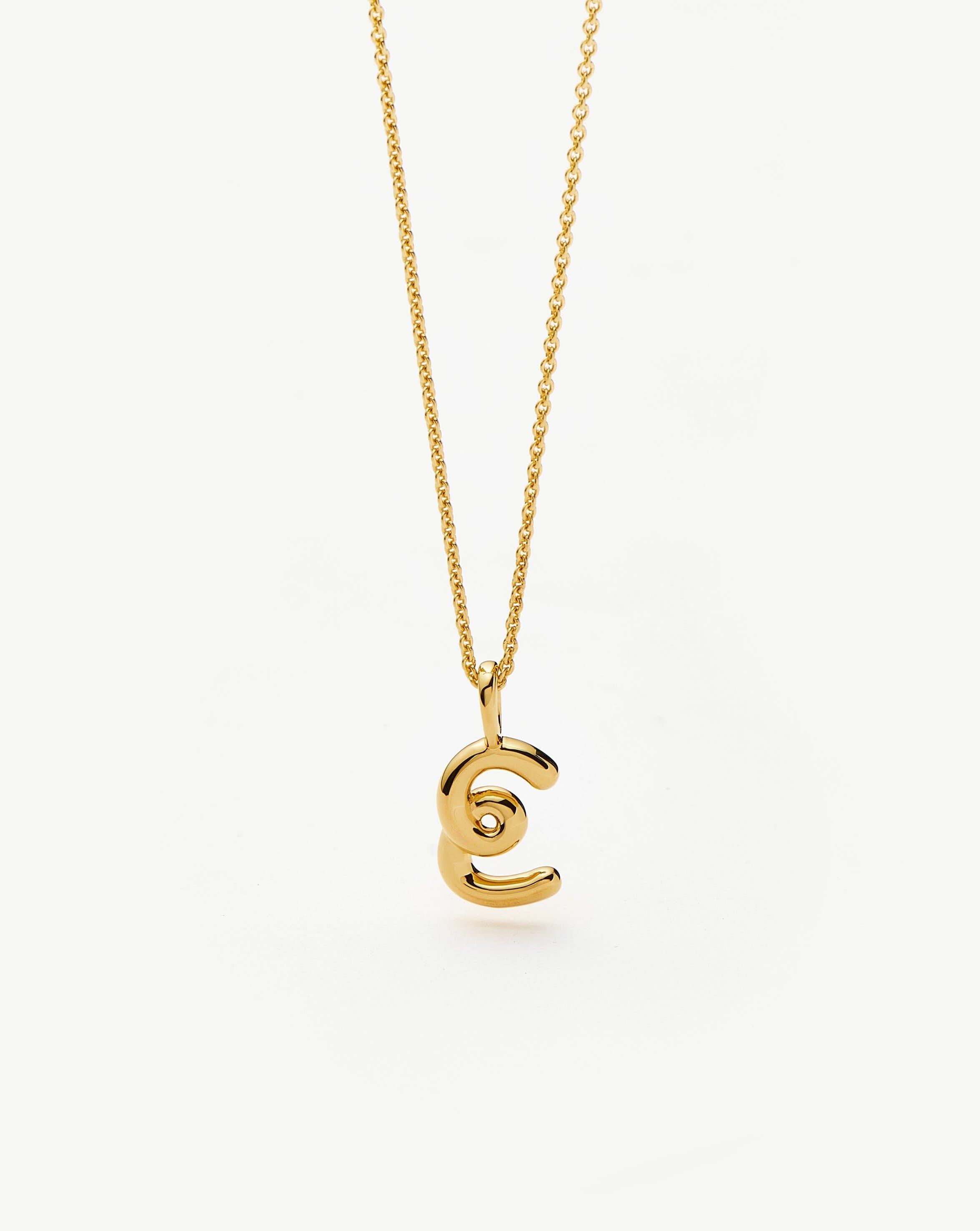 Curly Molten Mini Initial Necklace - E | 18ct Gold Vermeil Necklaces Missoma 