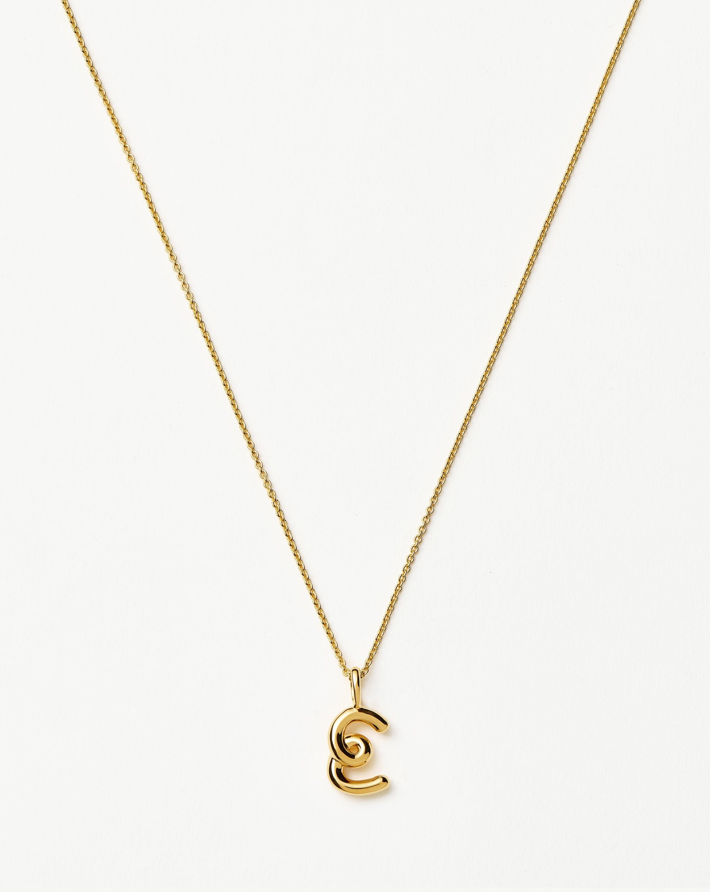 Curly Molten Mini Initial Necklace - E | 18ct Gold Vermeil Necklaces Missoma 