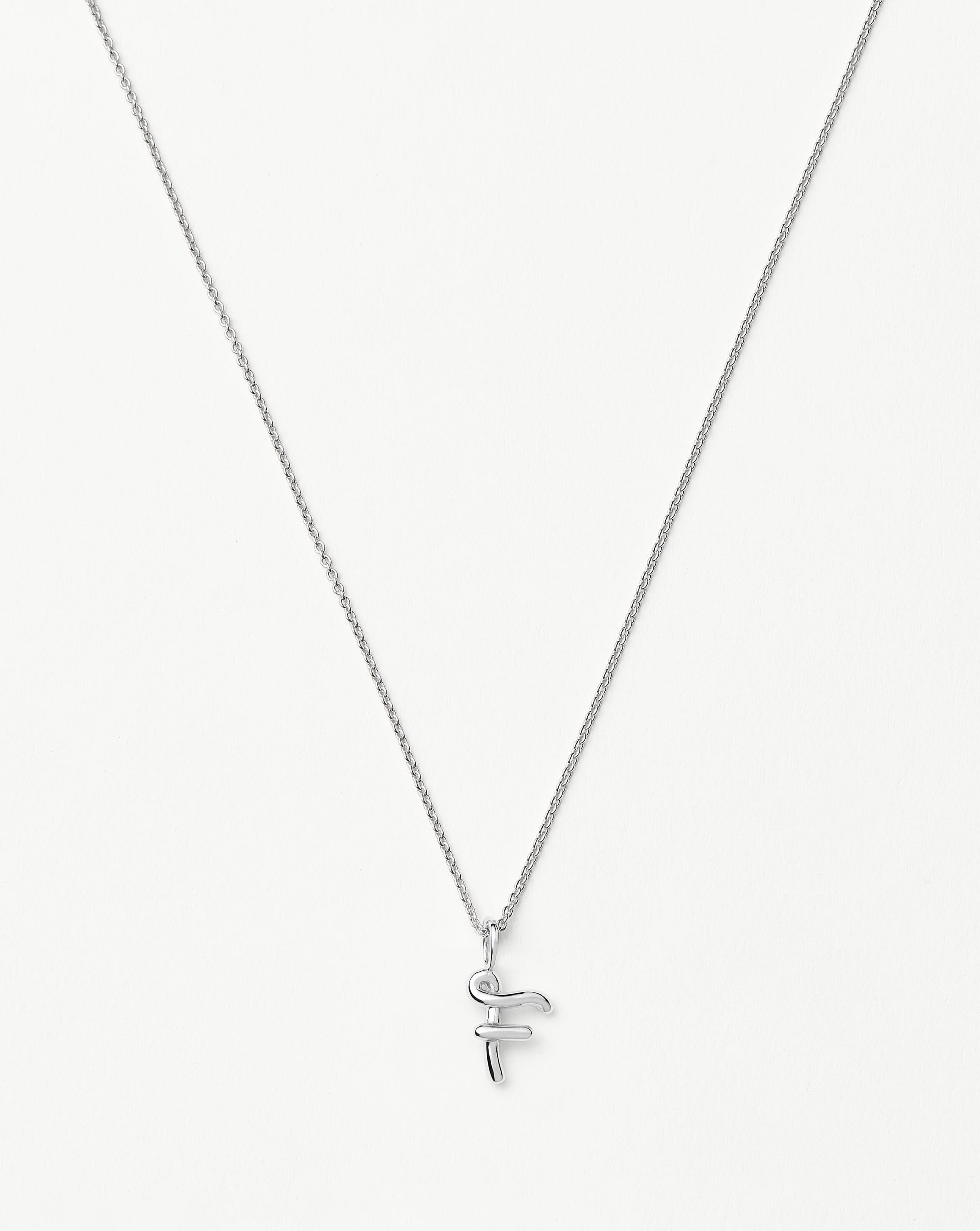 Curly Molten Mini Initial Necklace - F | Sterling Silver Necklaces Missoma 