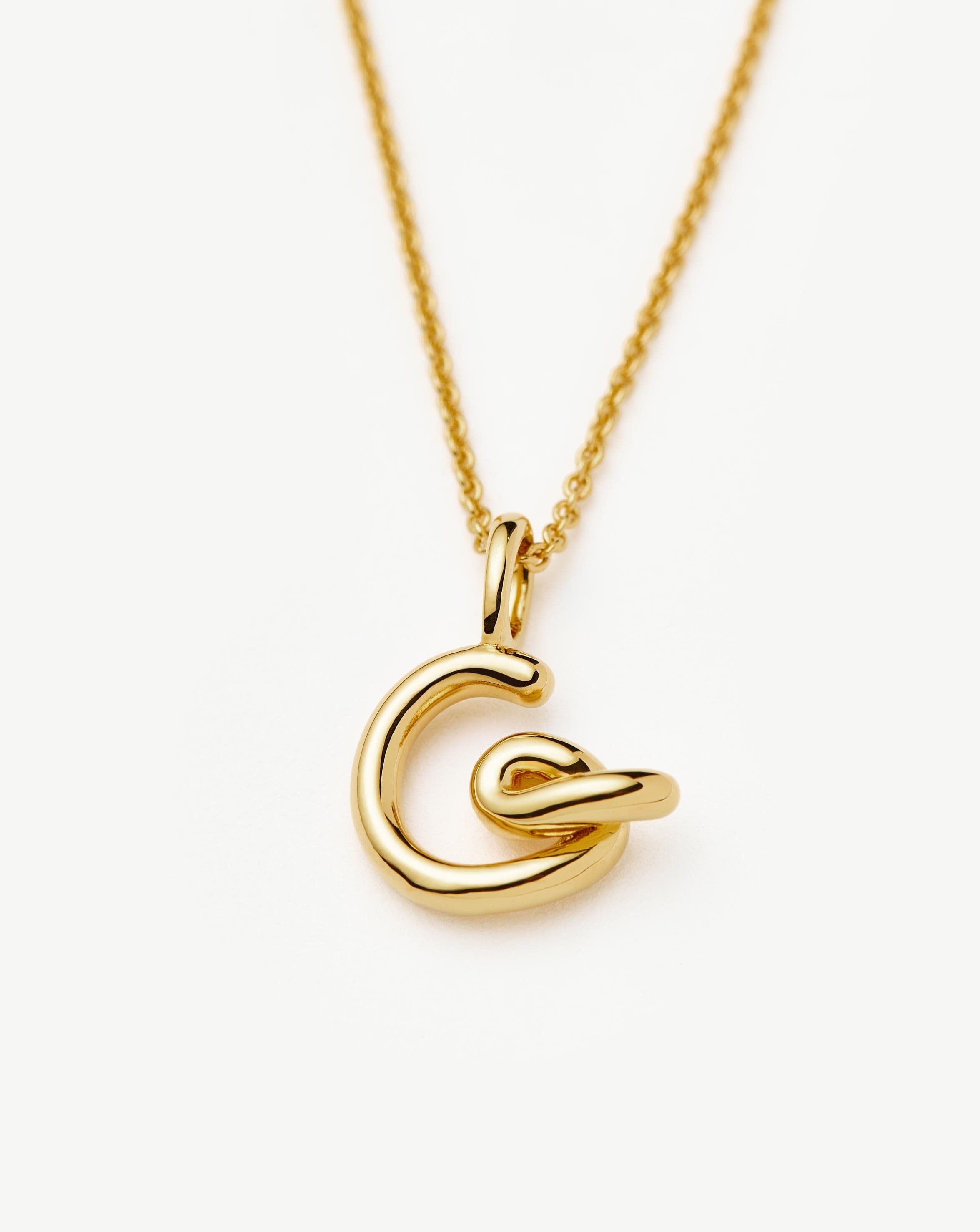 Curly Molten Mini Initial Necklace - G | 18ct Gold Vermeil Necklaces Missoma 