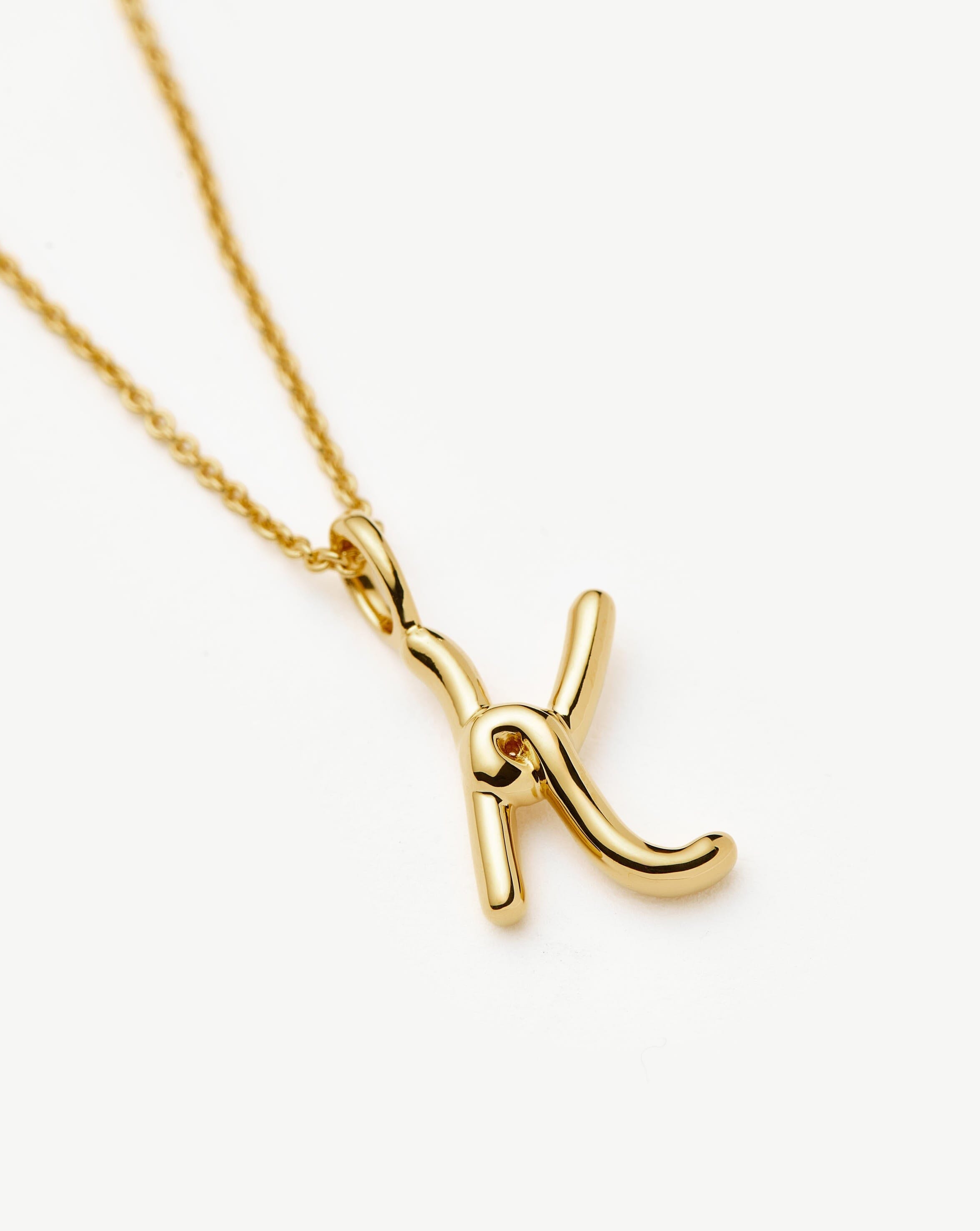 Curly Molten Mini Initial Necklace - K | 18ct Gold Vermeil Necklaces Missoma 