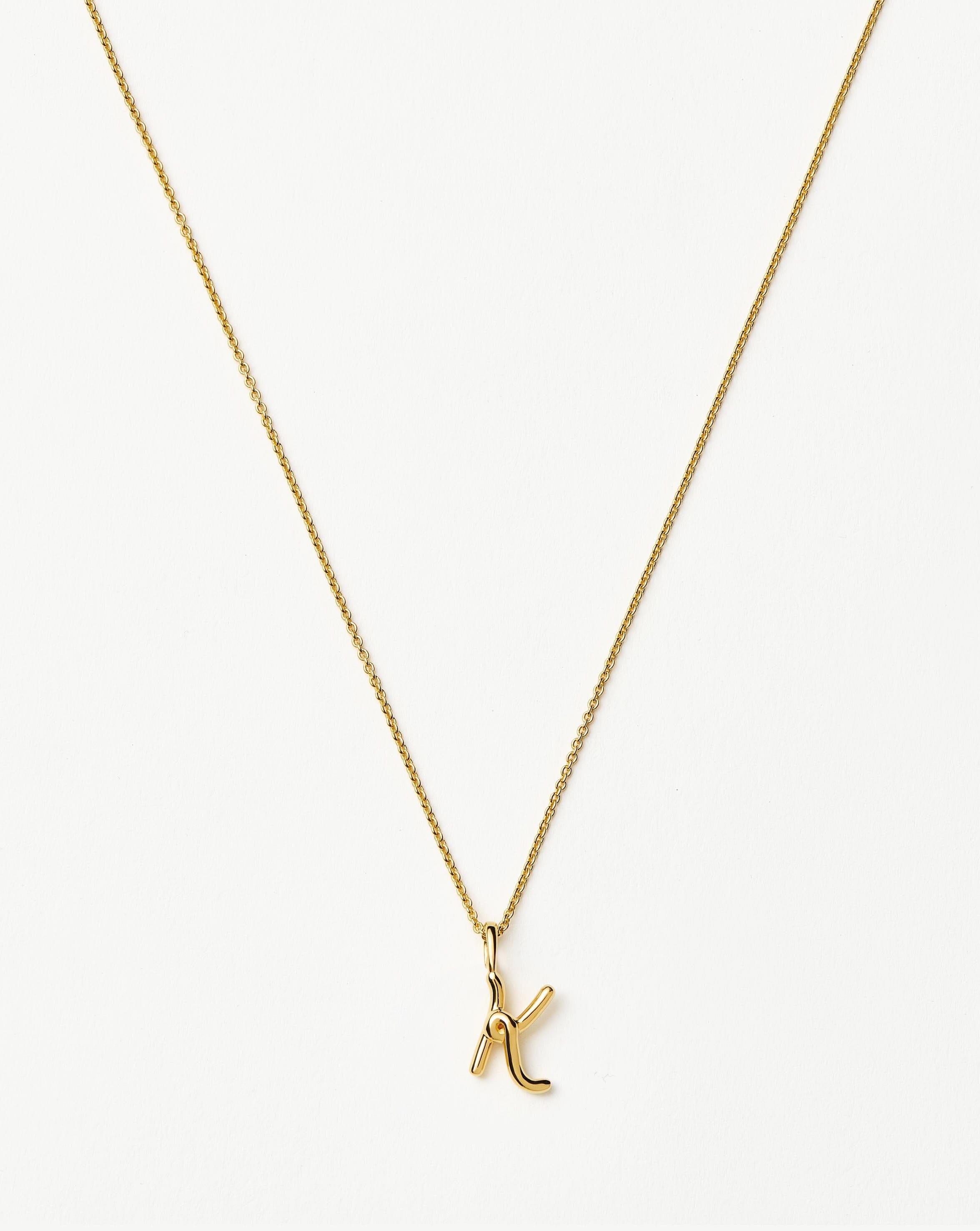 Curly Molten Mini Initial Necklace - K | 18ct Gold Vermeil Necklaces Missoma 