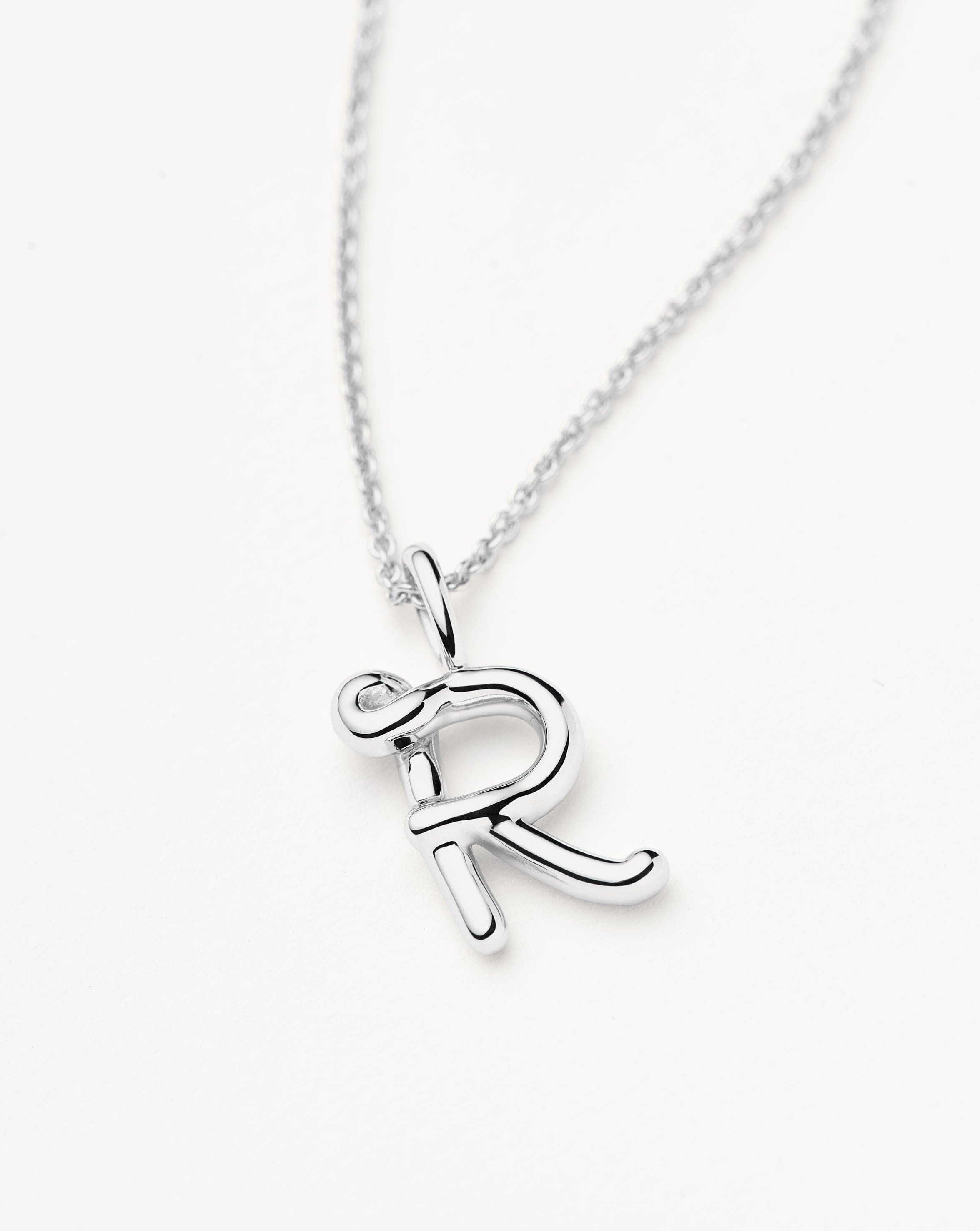 Curly Molten Mini Initial Necklace - R | Sterling Silver Necklaces Missoma 