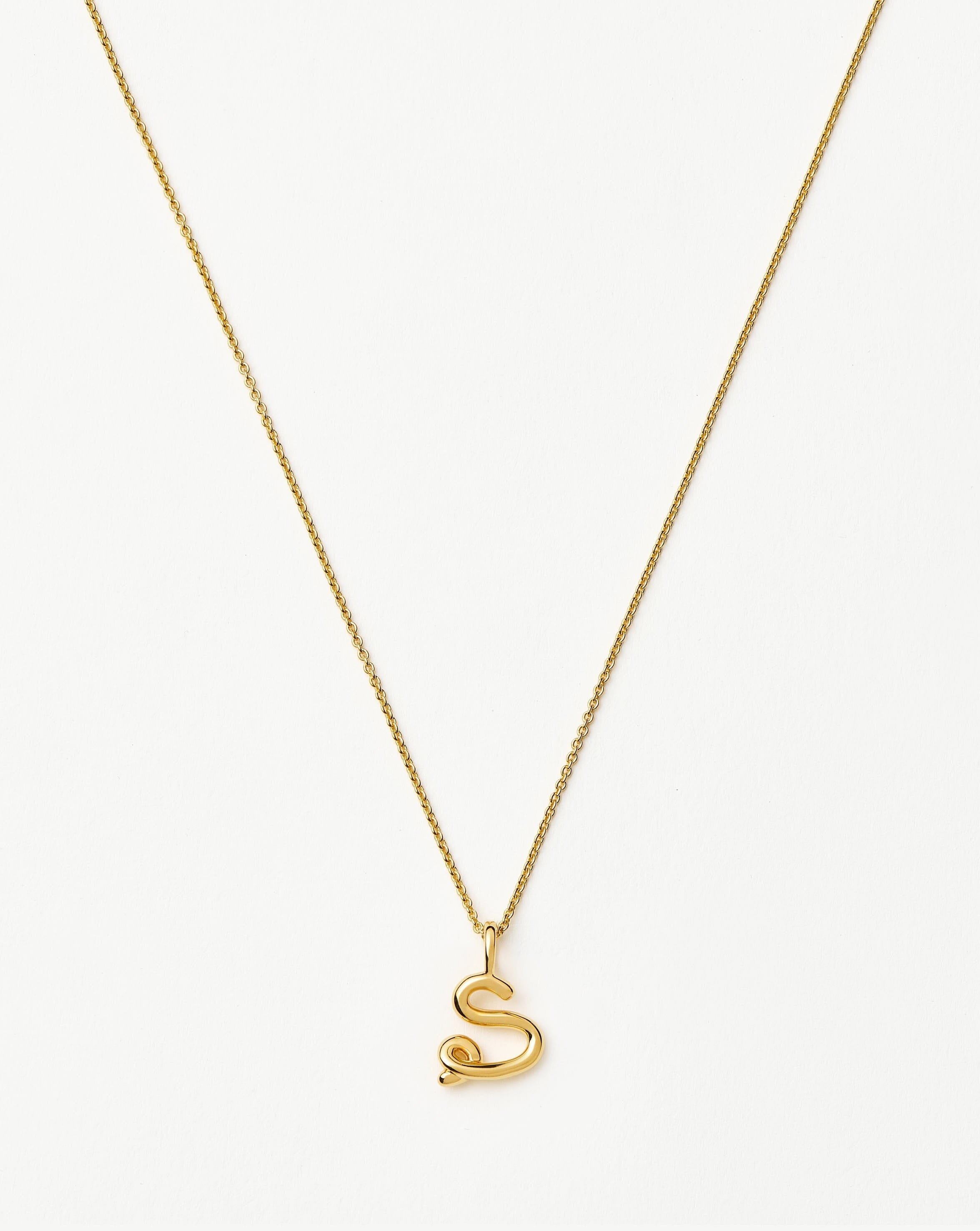 Curly Molten Mini Initial Necklace - S | 18ct Gold Vermeil Necklaces Missoma 