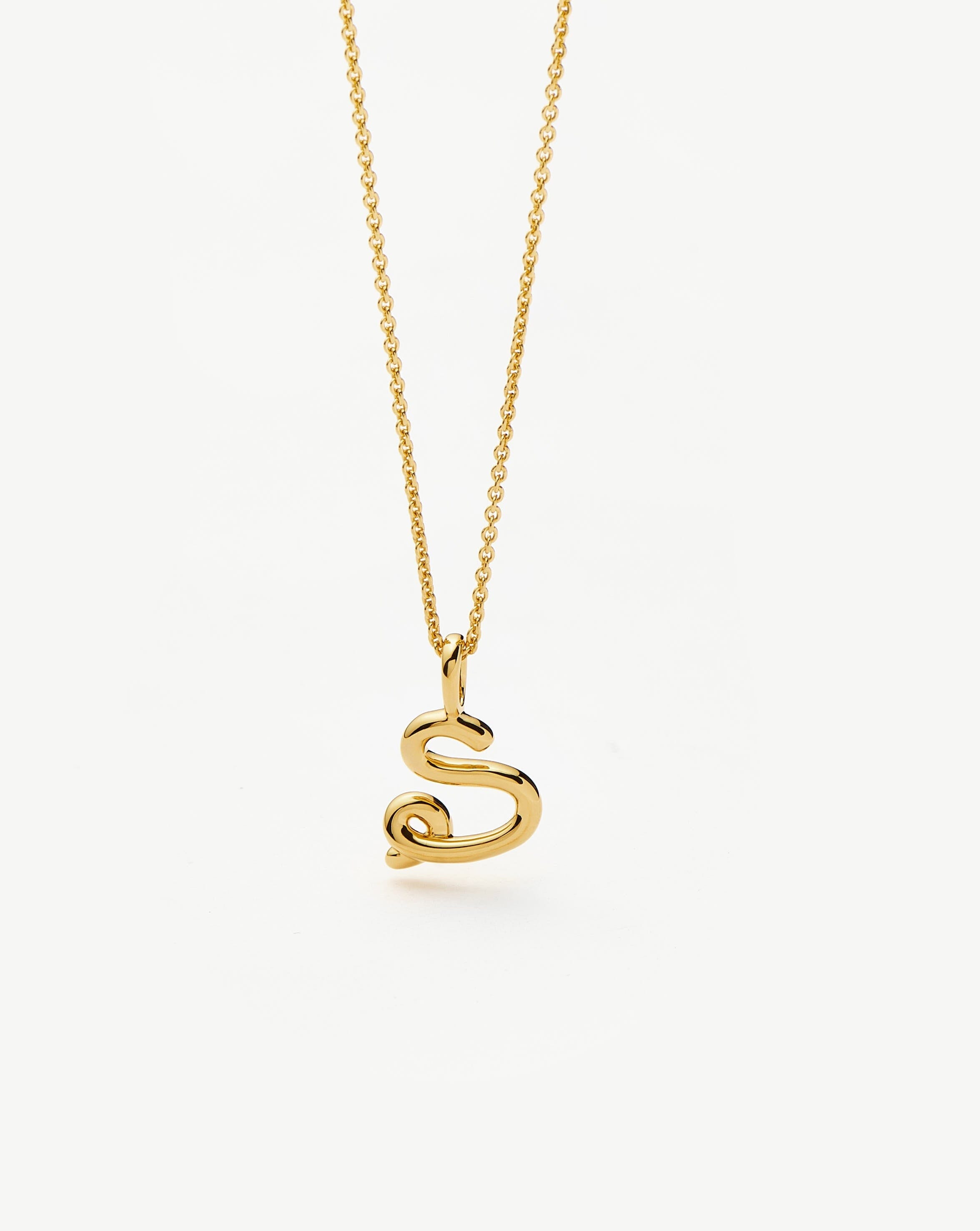 Curly Molten Mini Initial Necklace - S | 18ct Gold Vermeil Necklaces Missoma 