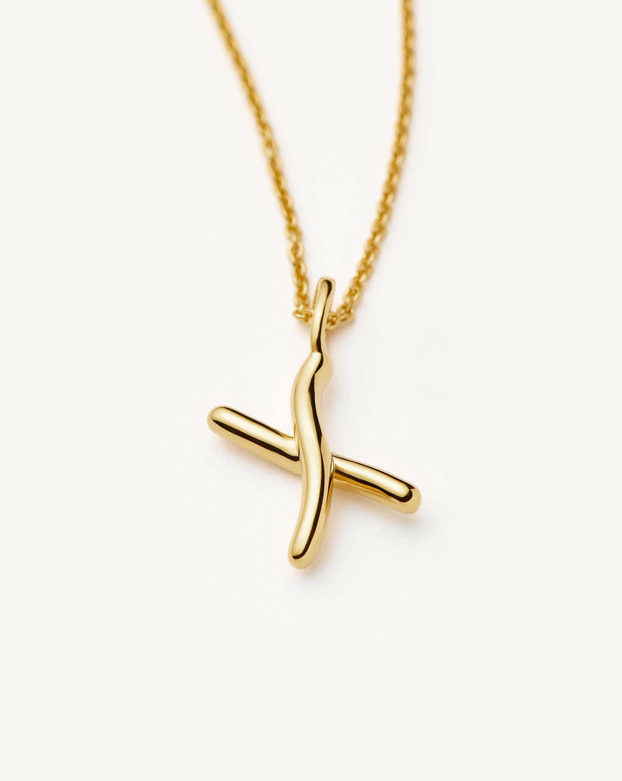 Curly Molten Mini Initial Necklace - X | 18ct Gold Vermeil Necklaces Missoma 