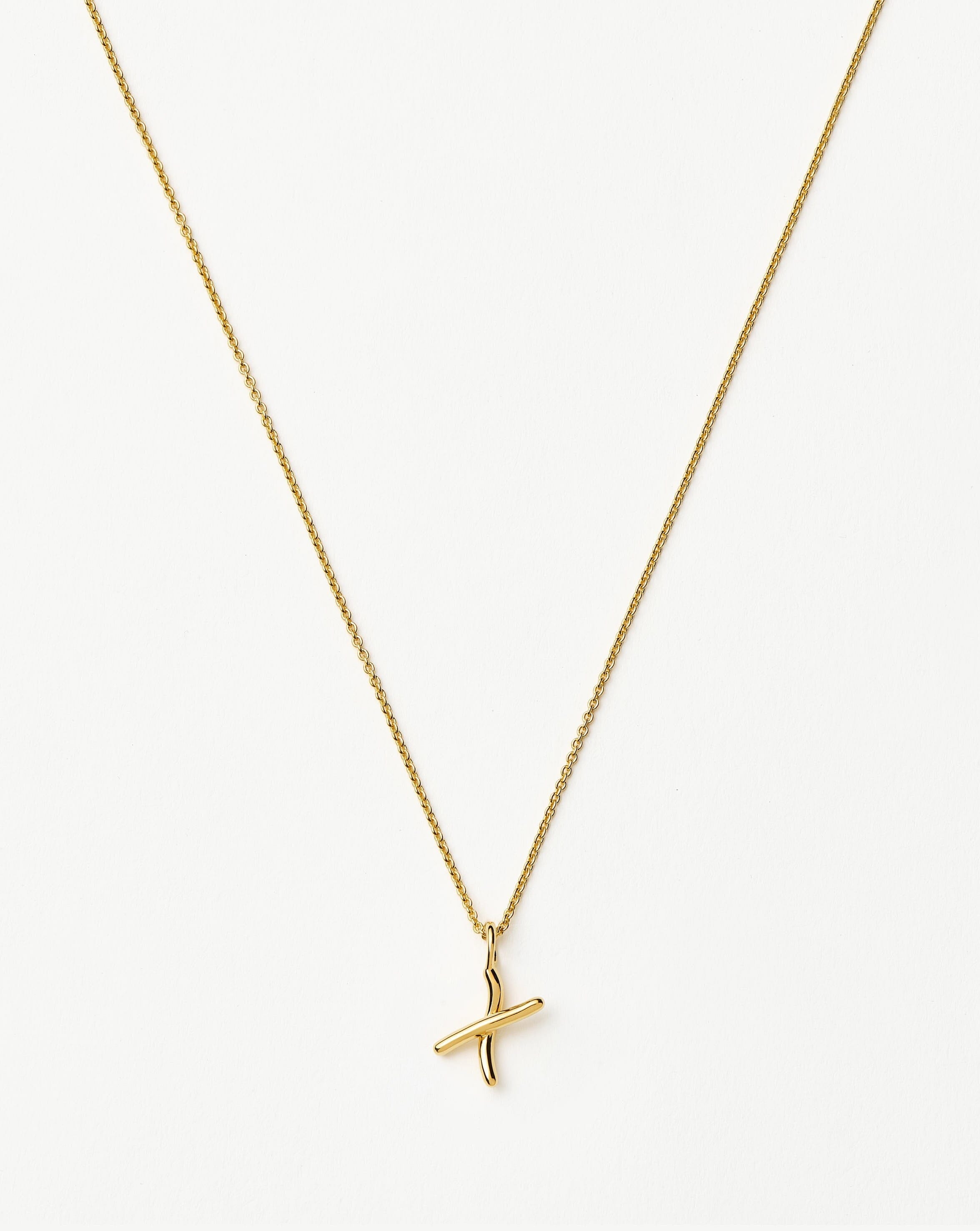 Curly Molten Mini Initial Necklace - X | 18ct Gold Vermeil Necklaces Missoma 