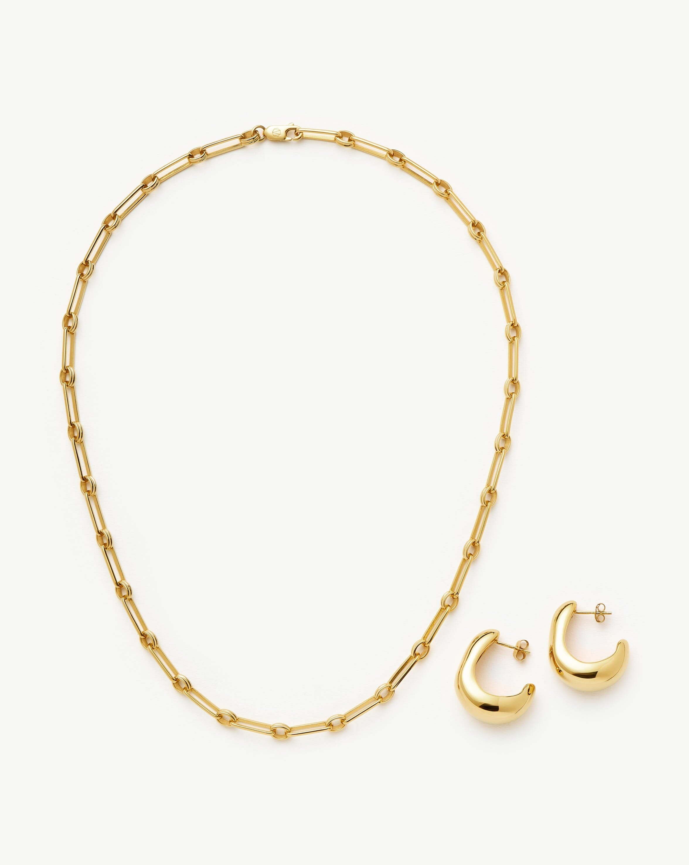 Dome Hoop Earrings & Chain Necklace Set | 18ct Gold Plated Layering Sets Missoma 