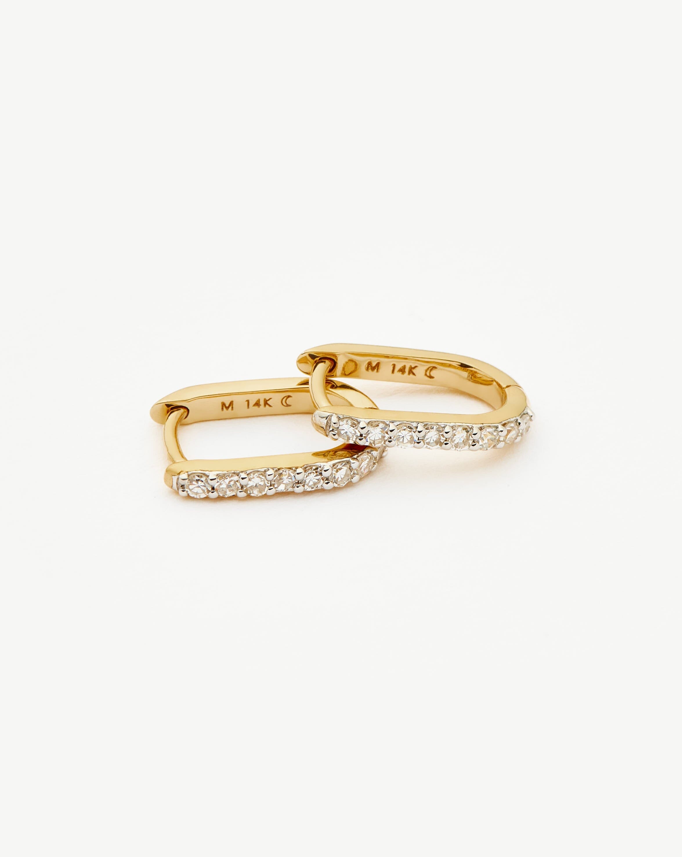 Fine Diamond Ovate Mini Hoop Earrings | 14ct Solid Gold/Diamond Earrings Missoma 