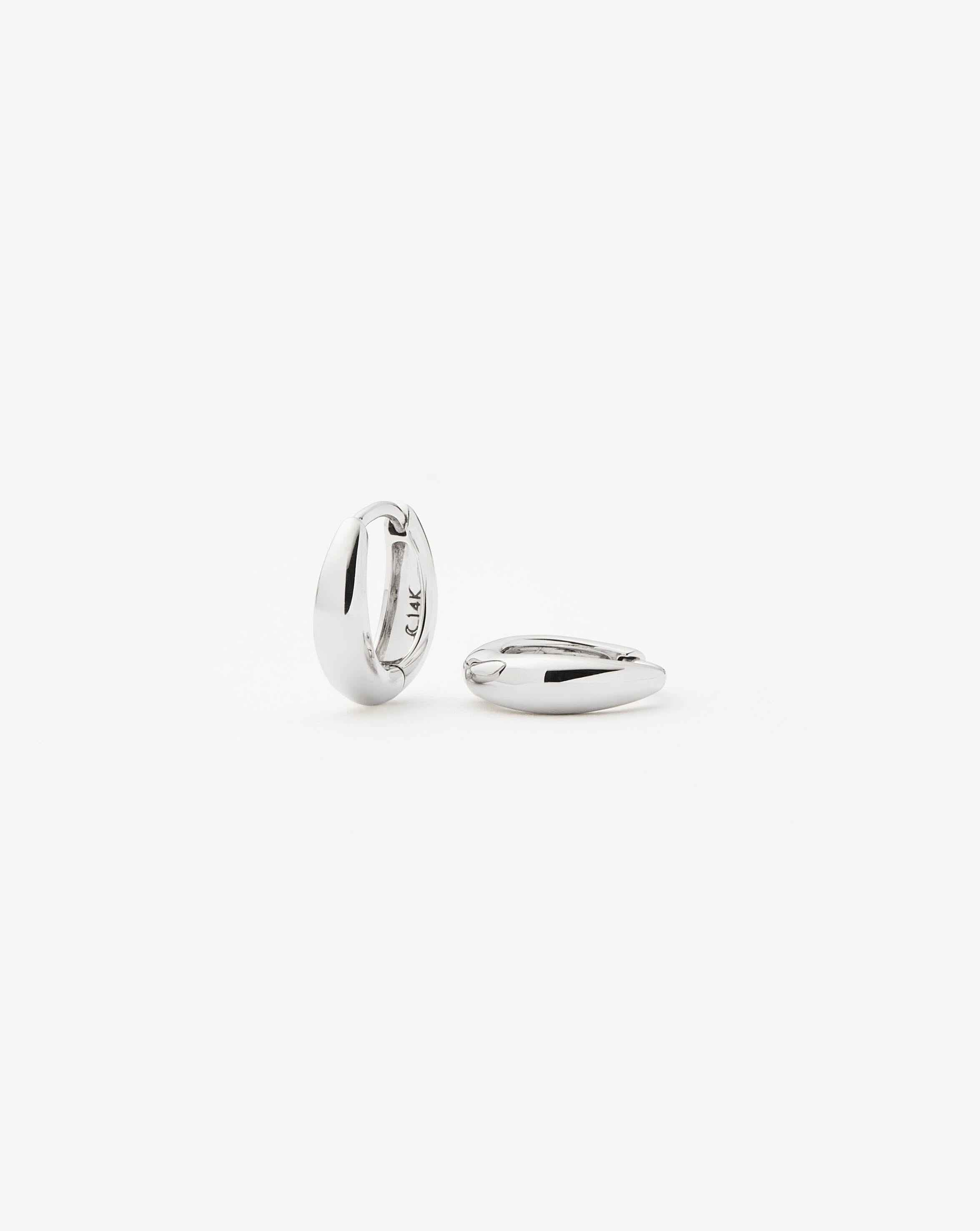 Fine Dome Huggies | 14ct Solid White Gold Earrings Missoma 