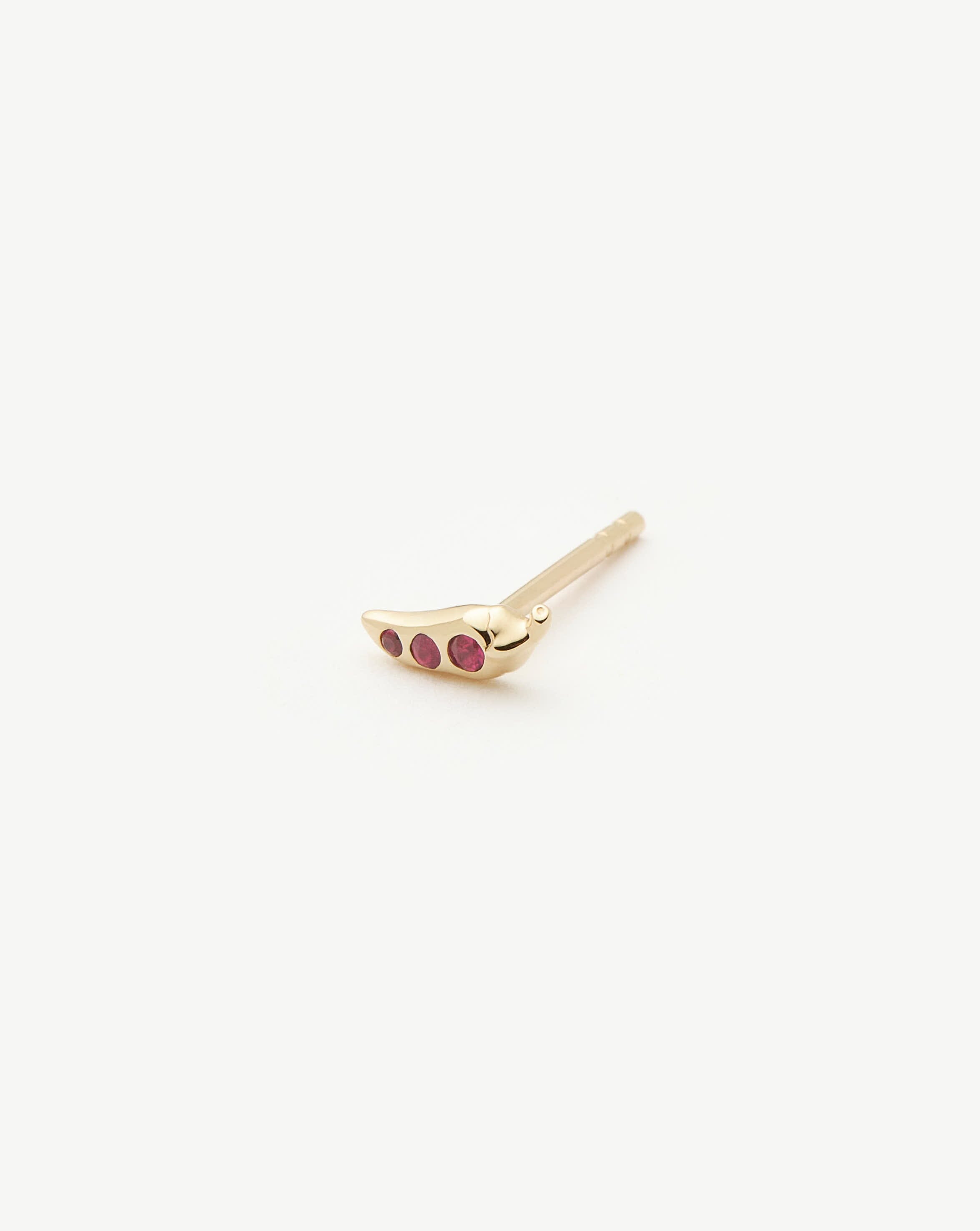 Fine Ruby Chilli Single Stud Earring | 14ct Solid Gold/Ruby Earrings Missoma 