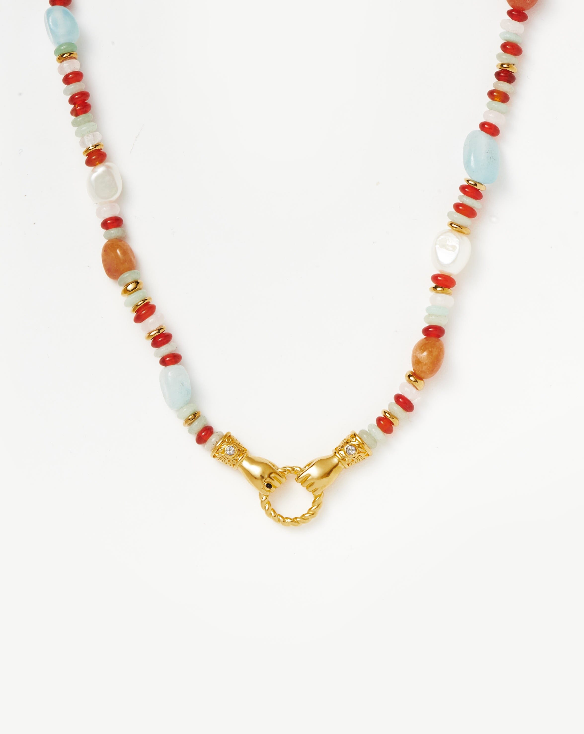 Harris Reed In Good Hands Beaded Gemstone Necklace | 18ct Gold Plated ...