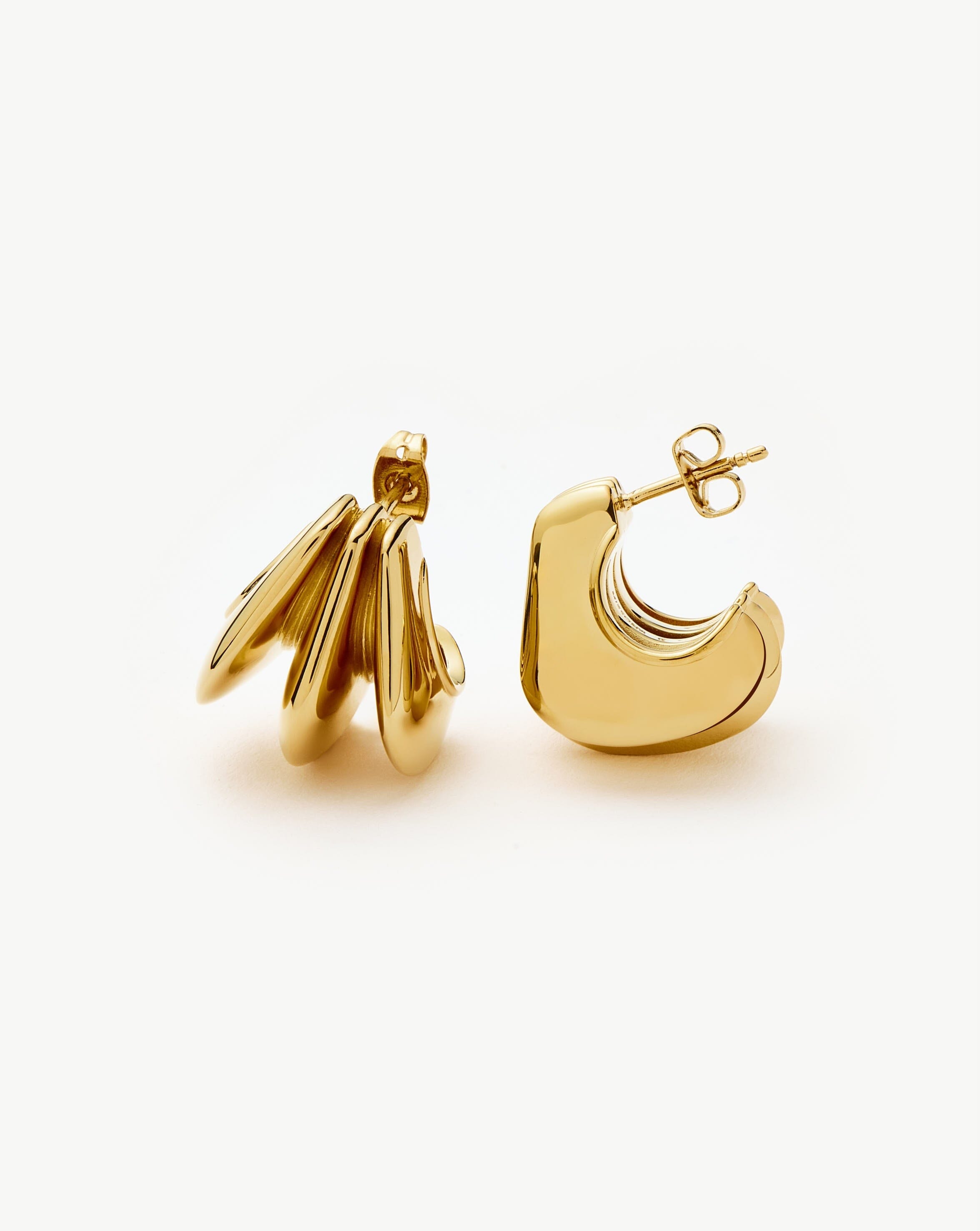 Hera Dome Triple Ridge Hoop Earrings | Gold Plated Earrings Missoma 