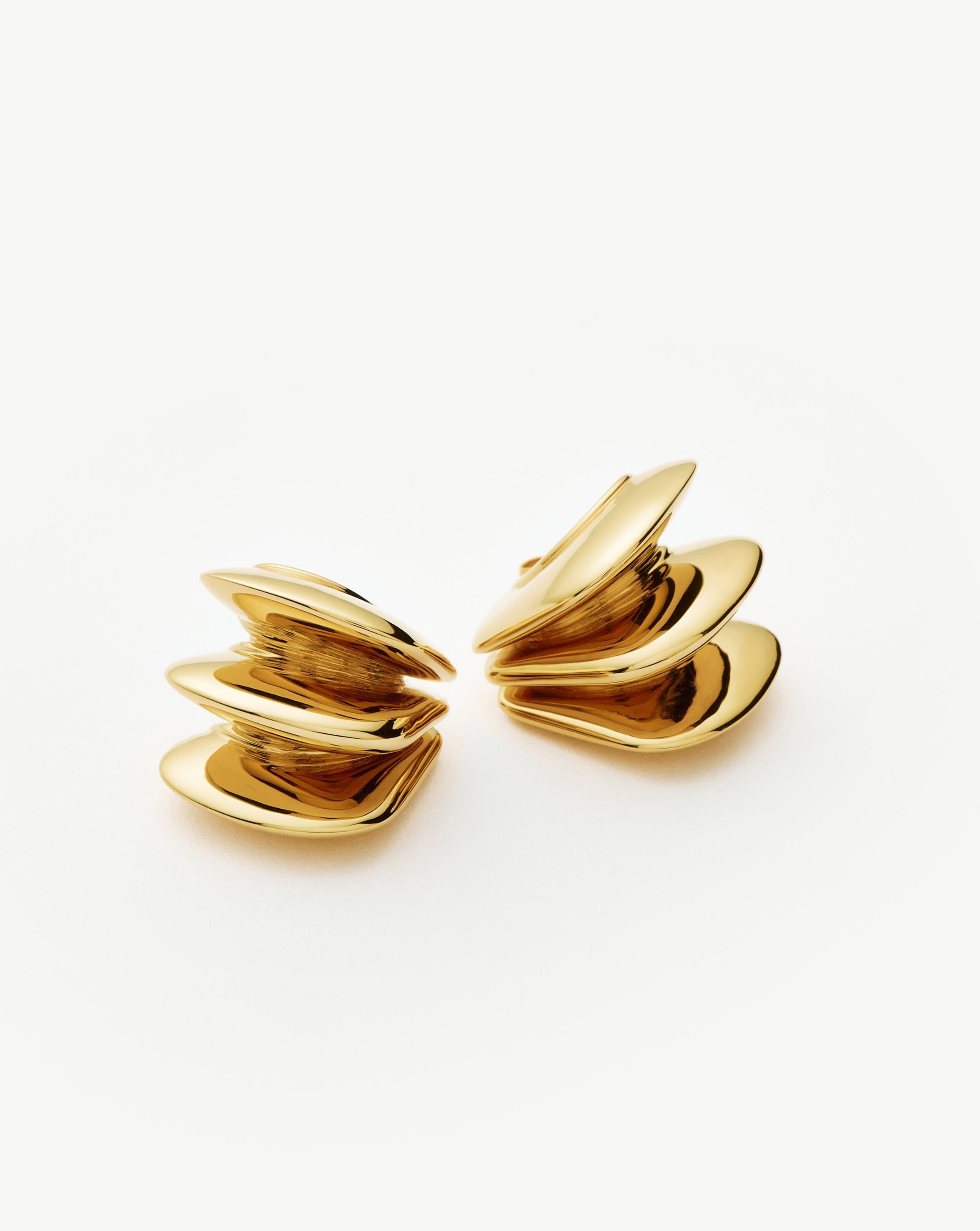 Hera Dome Triple Ridge Hoop Earrings | Gold Plated Earrings Missoma 