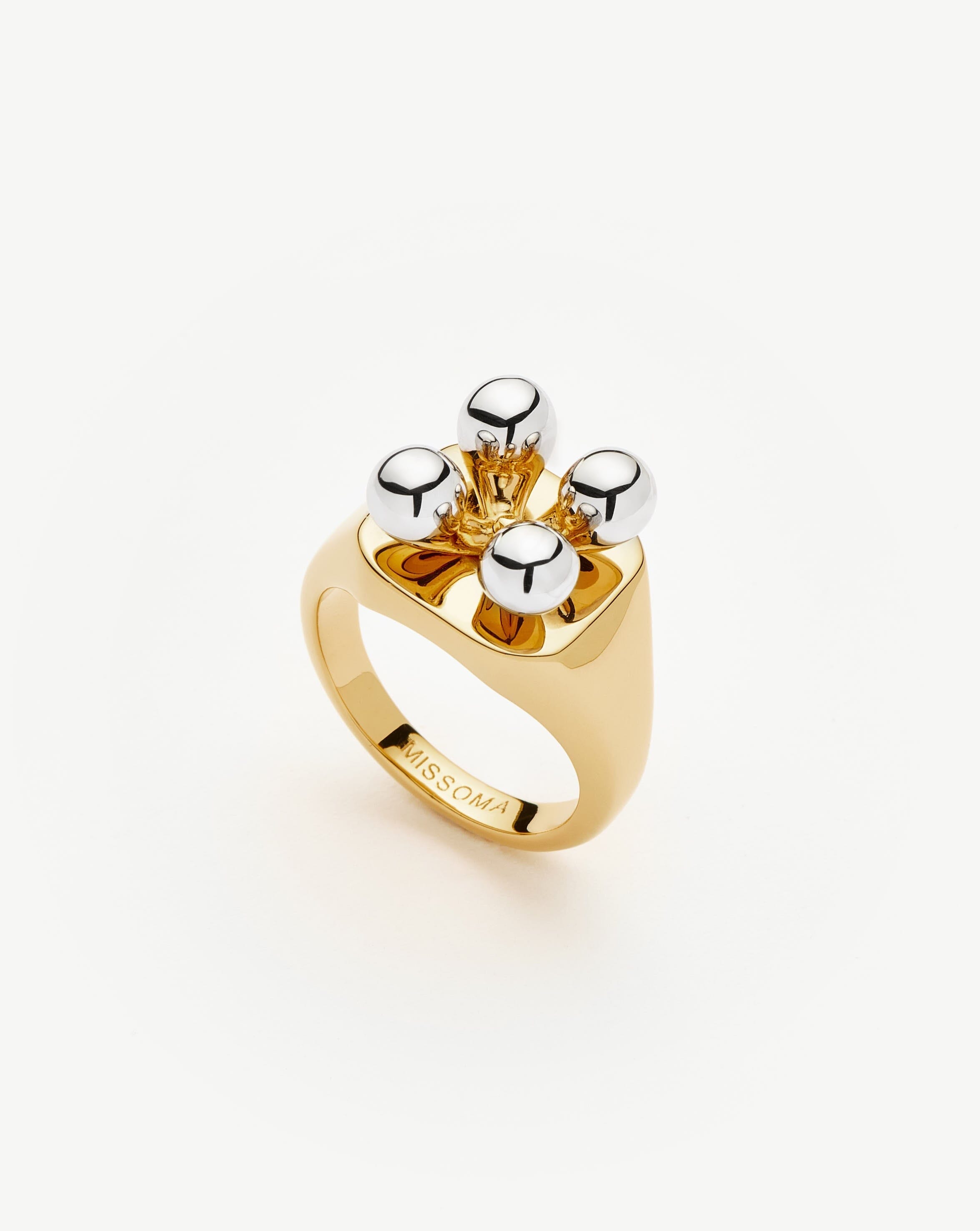 Kinetic Atom Spinning Signet Ring | Mixed Metal Rings Missoma 