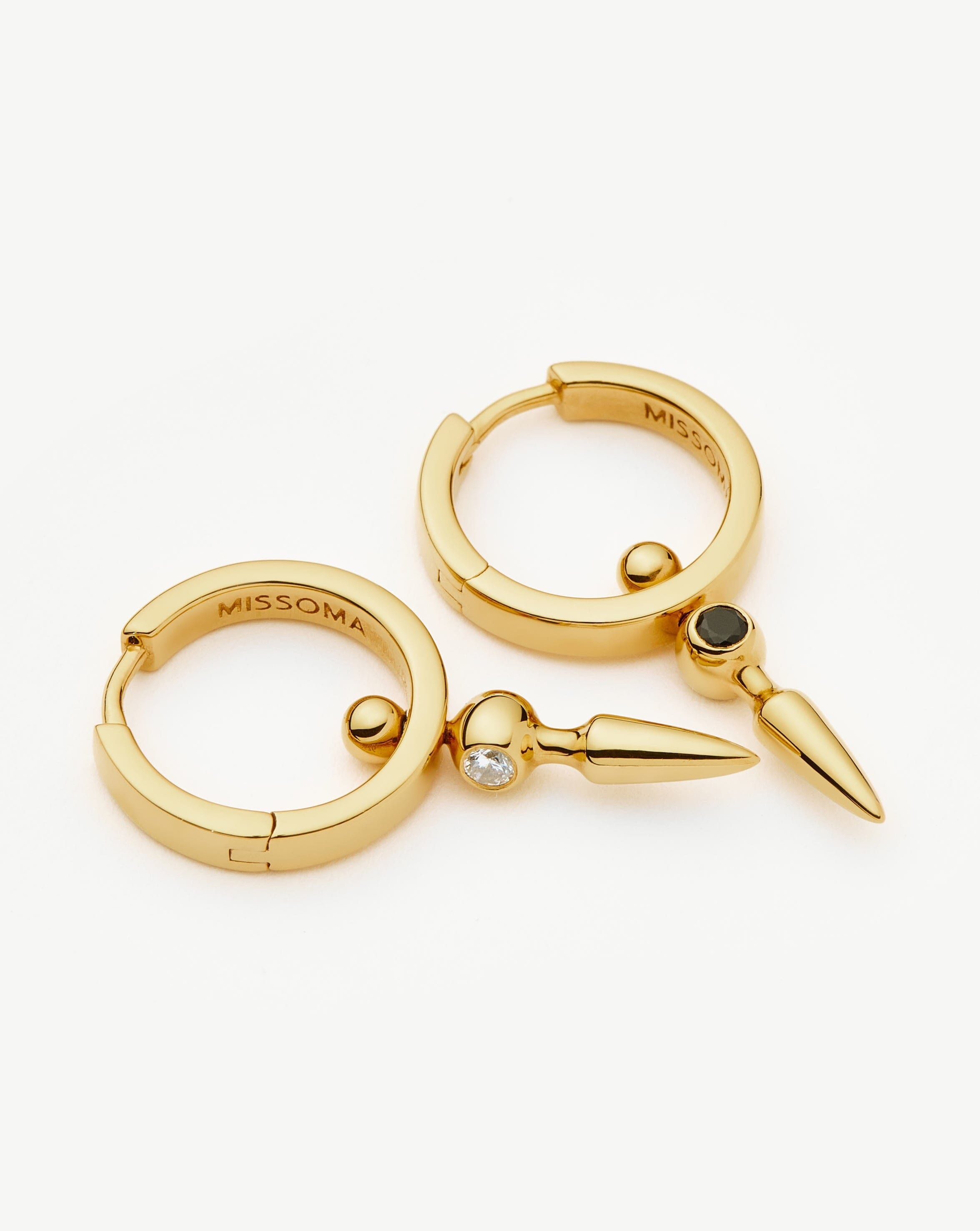 Kinetic Duality Spike Charm Hoop Earrings | 18ct Gold Vermeil Cubic Zirconia Earrings Missoma 