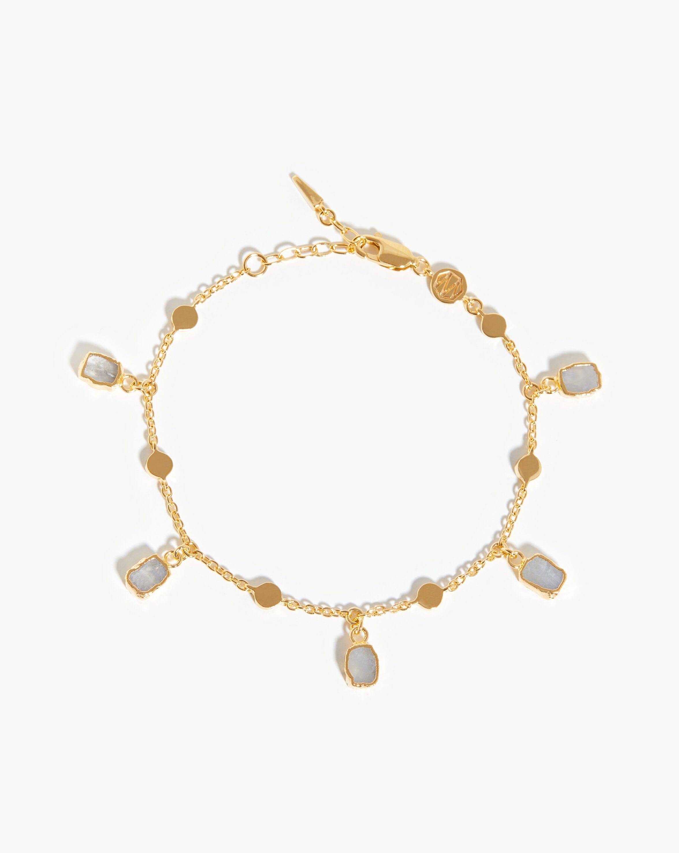 Lena Charm Bracelet | 18ct Gold Plated/Rainbow Moonstone Bracelets Missoma 