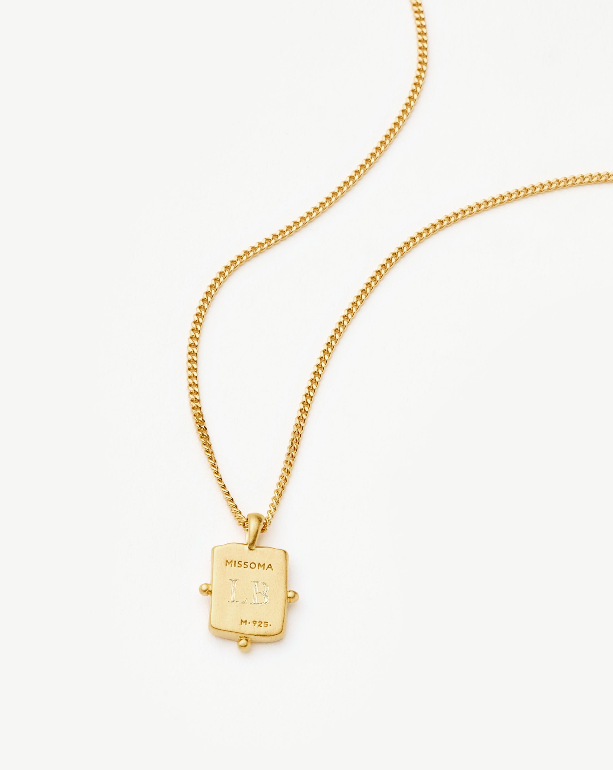 Lucy Williams Engravable Beaded Square Coin Pendant Necklace | 18ct Gold Vermeil Necklaces Missoma 