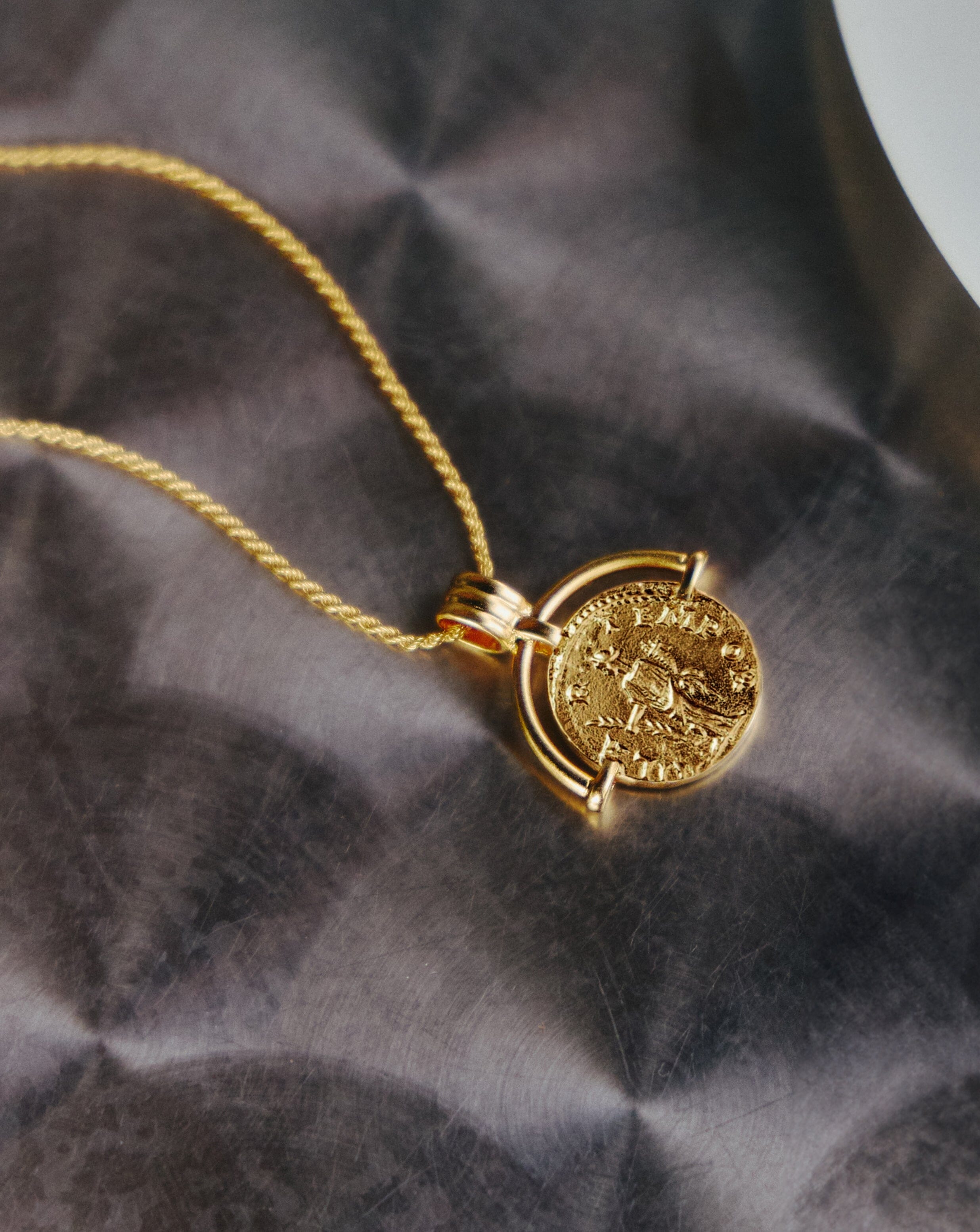 Lucy Williams Medium Engravable Roman Arc Coin Necklace | 18ct Gold Plated Necklaces Missoma 