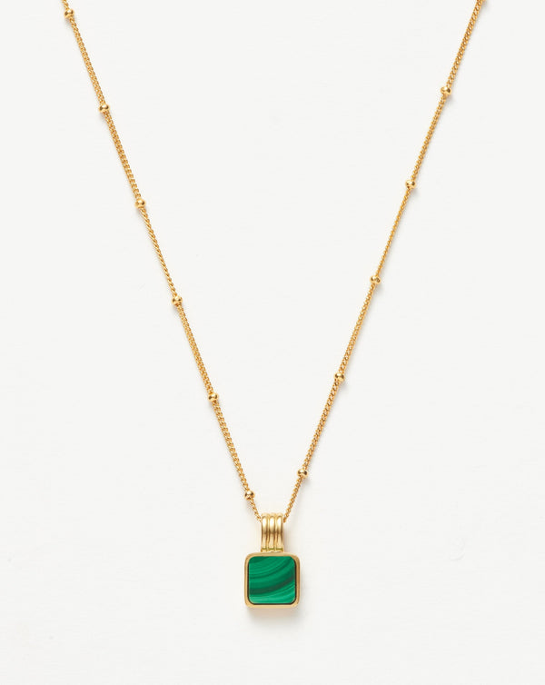 Lucy Williams Square Malachite Necklace | 18ct Gold Vermeil/Malachite ...