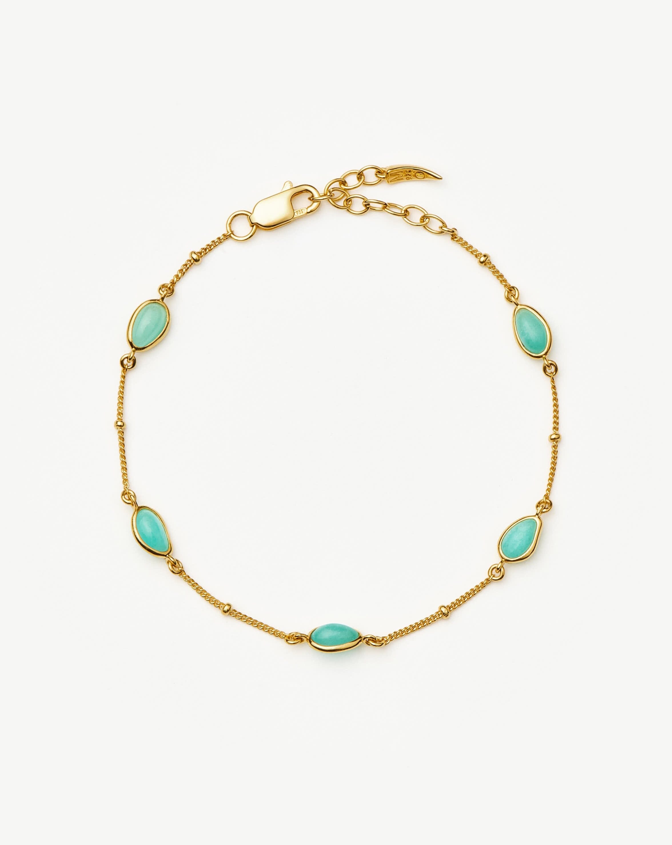 Magma Gemstone Charm Bracelet | 18ct Gold Vermeil/Amazonite Bracelets Missoma 