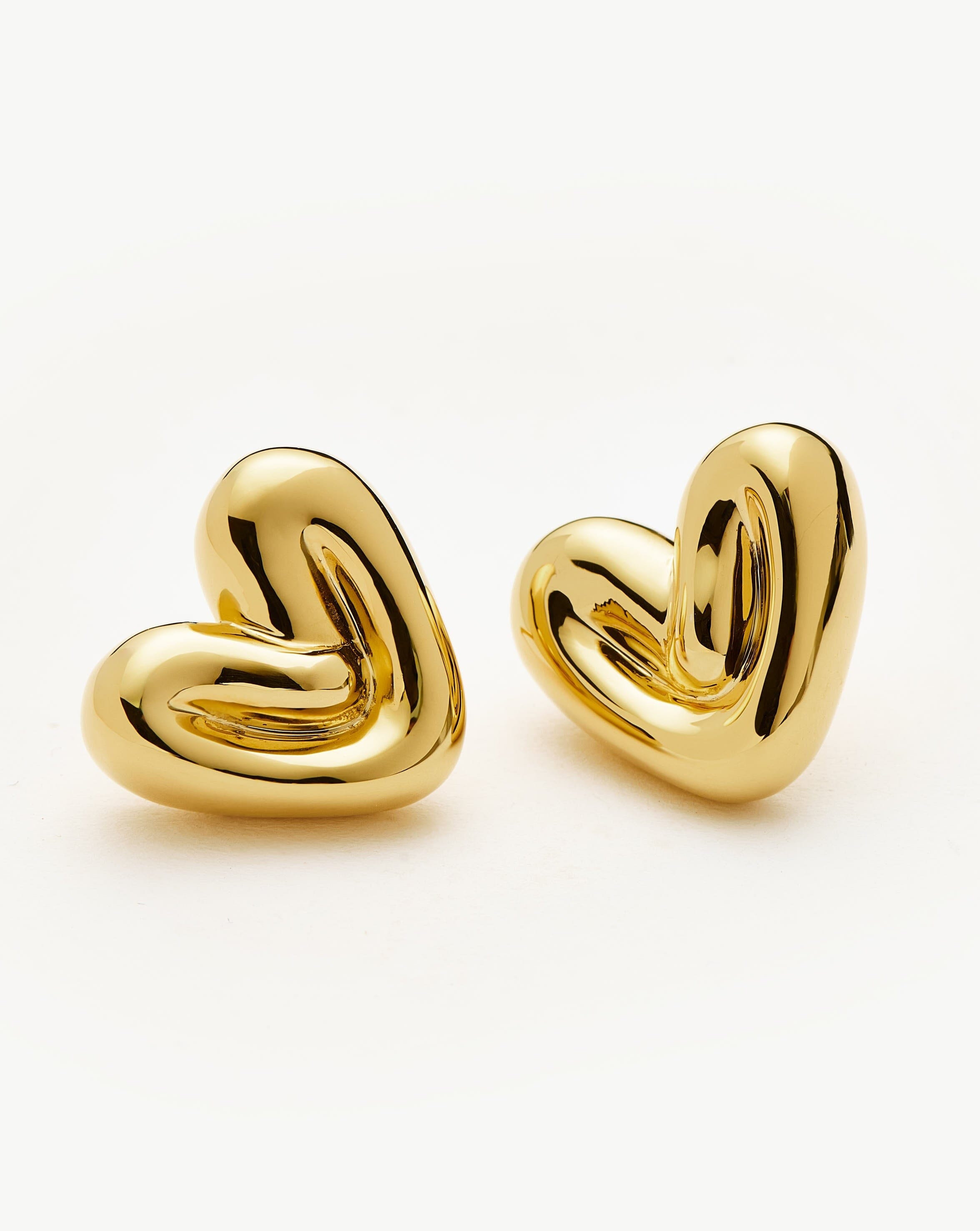 Puffy Heart Stud Earrings | 18ct Gold Plated Earrings Missoma 