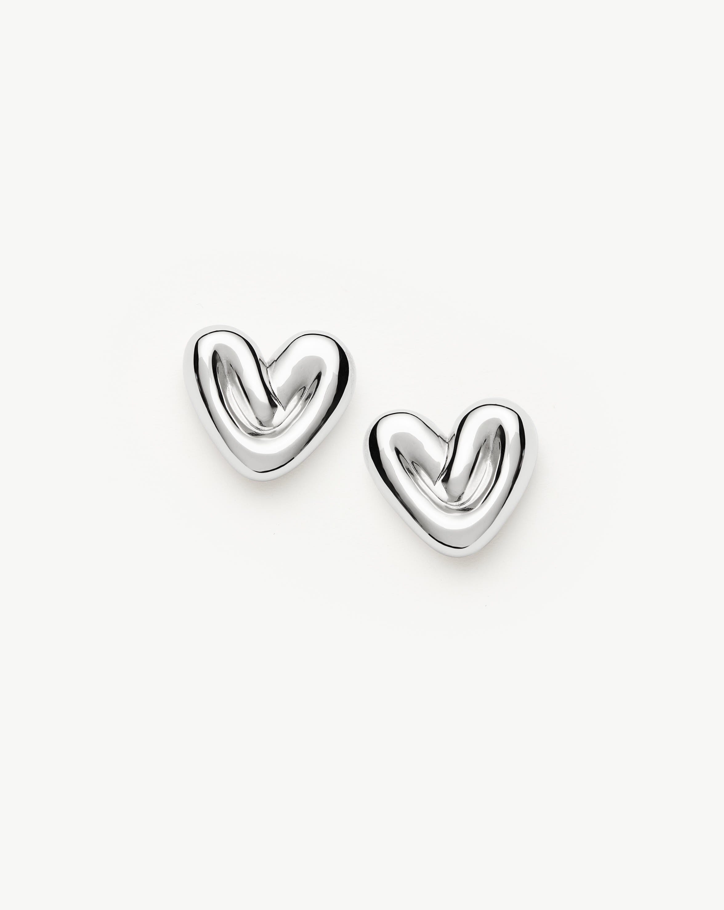 Puffy Heart Stud Earrings | Sterling Silver Plated Earrings Missoma 