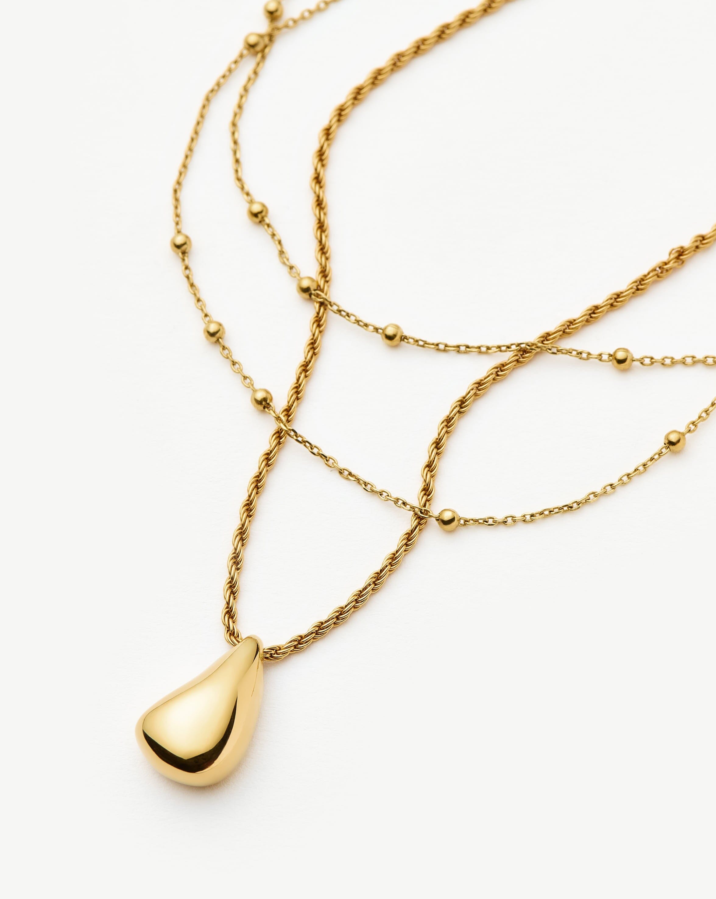 Savi Droplet Pendant & Double Necklace Set | 18ct Gold Vermeil Layering Sets Missoma 