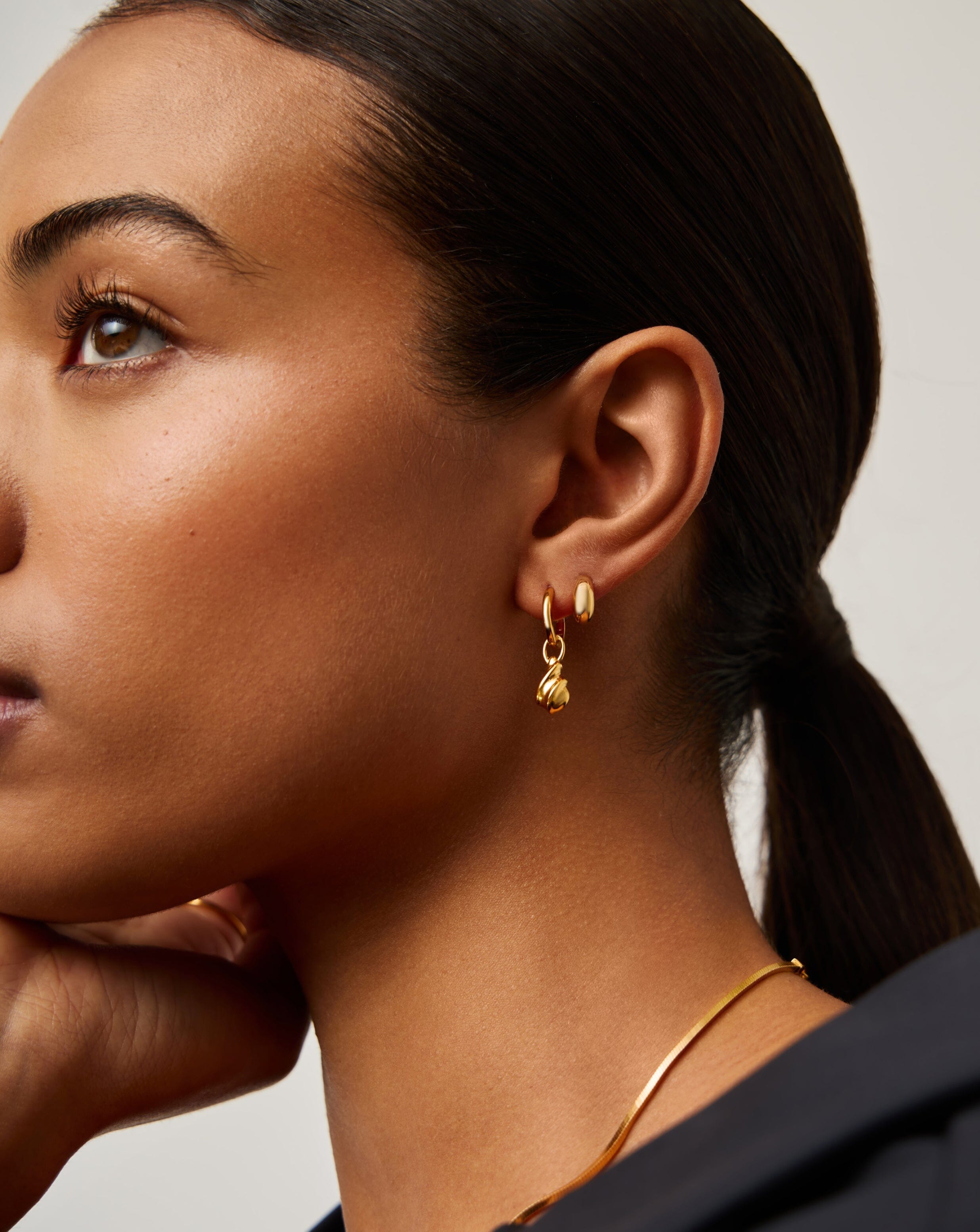 Savi Ridge Droplet Charm Earrings | 18ct Gold Vermeil Earrings Missoma 