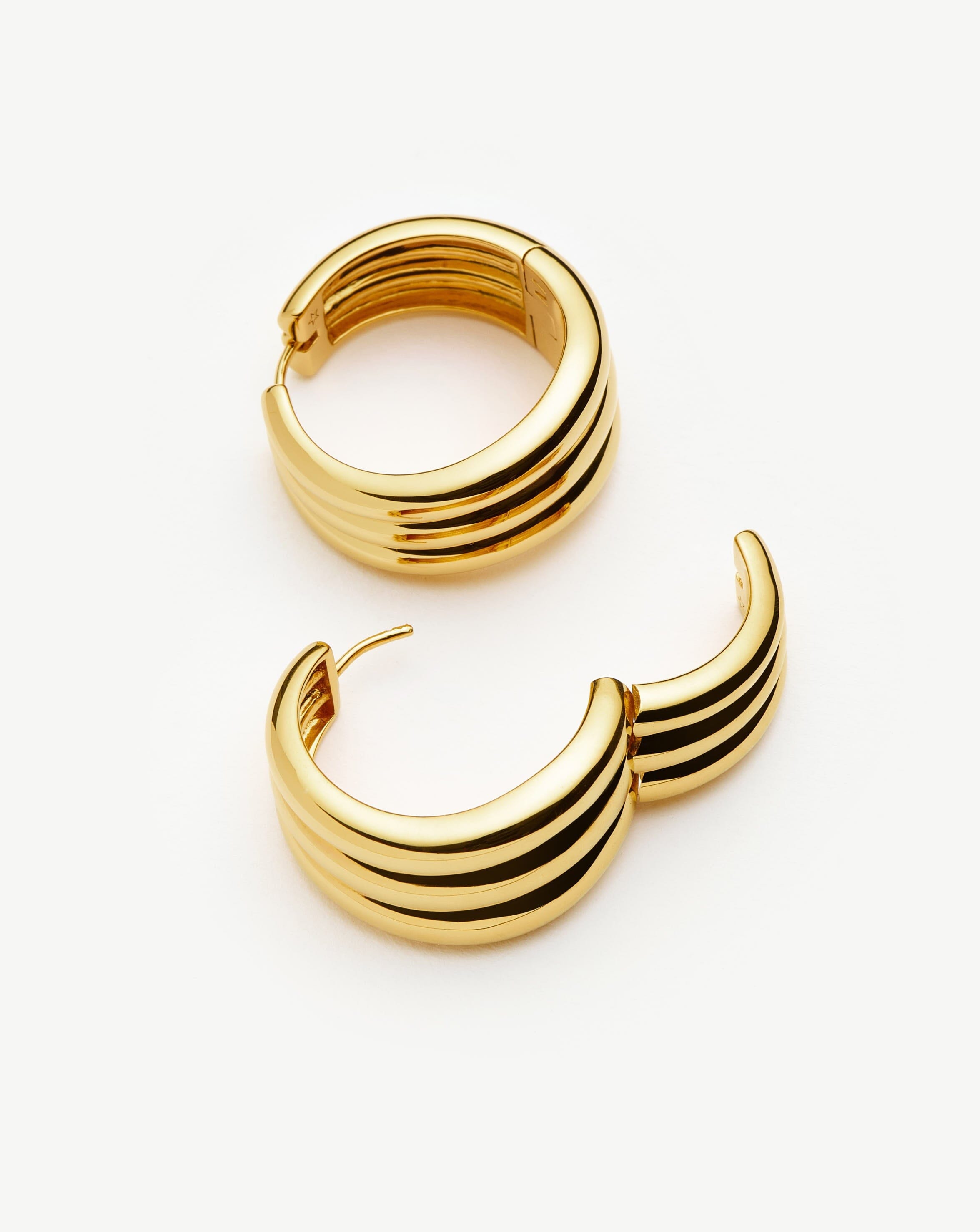 Savi Triple Ridge Large Hoop Earrings | 18ct Gold Plated Earrings Missoma 