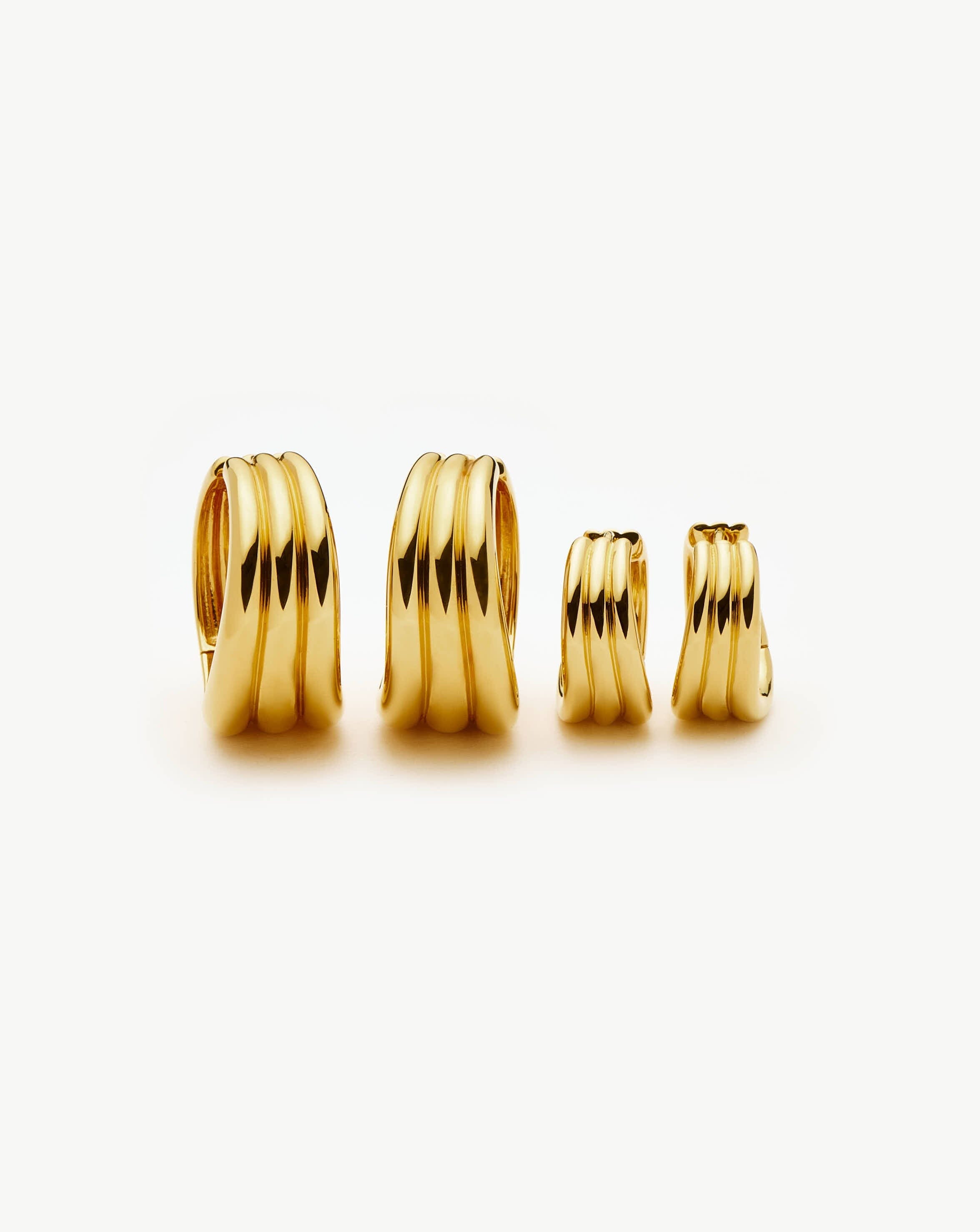 Savi Triple Ridge Large Hoop Earrings | 18ct Gold Plated Earrings Missoma 