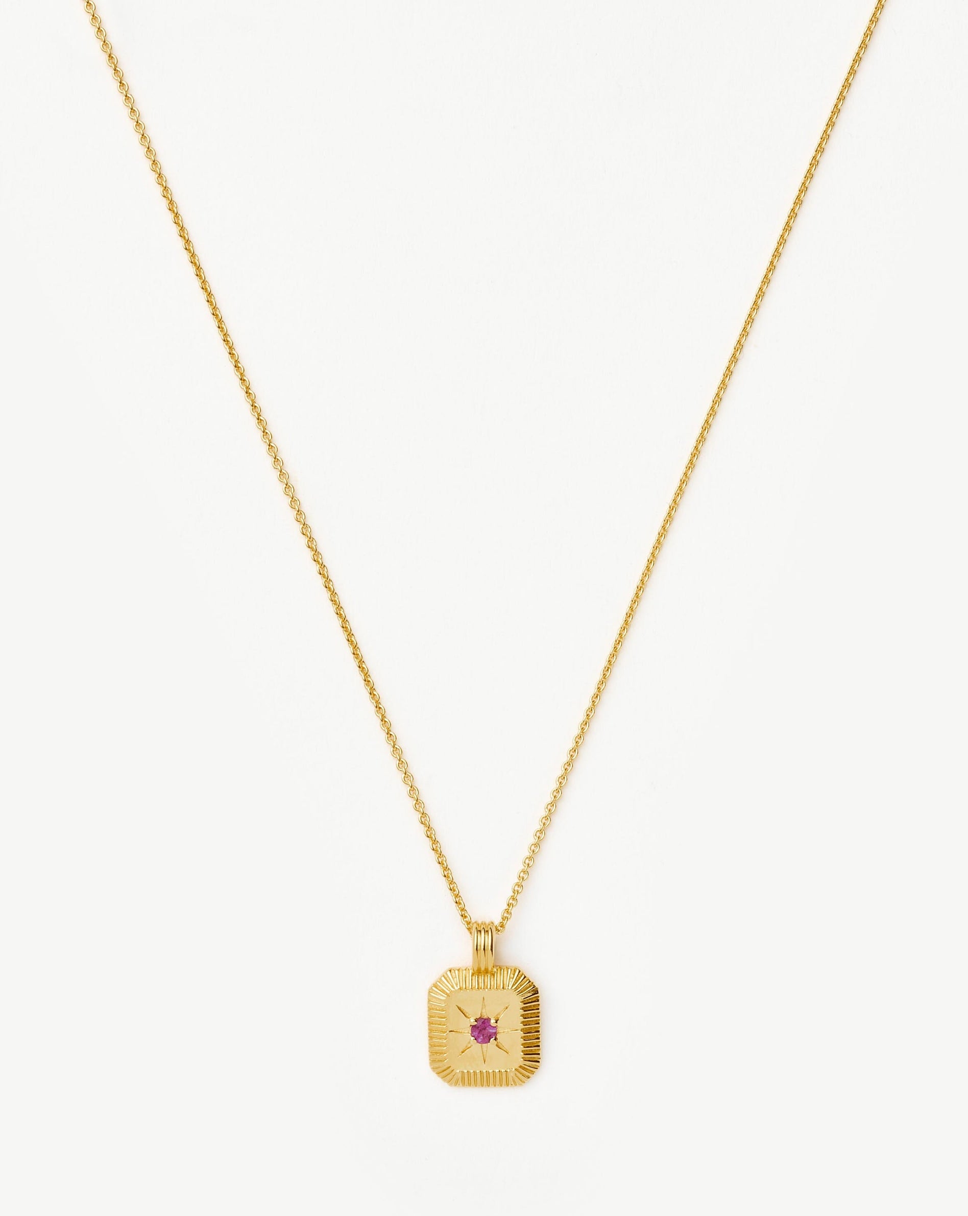 Star Ridge Birthstone Pendant Necklace | 18ct Gold Vermeil/Pink Tourmaline Necklaces Missoma 